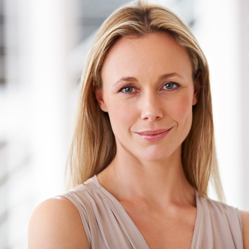 woman with blue eyes smiling