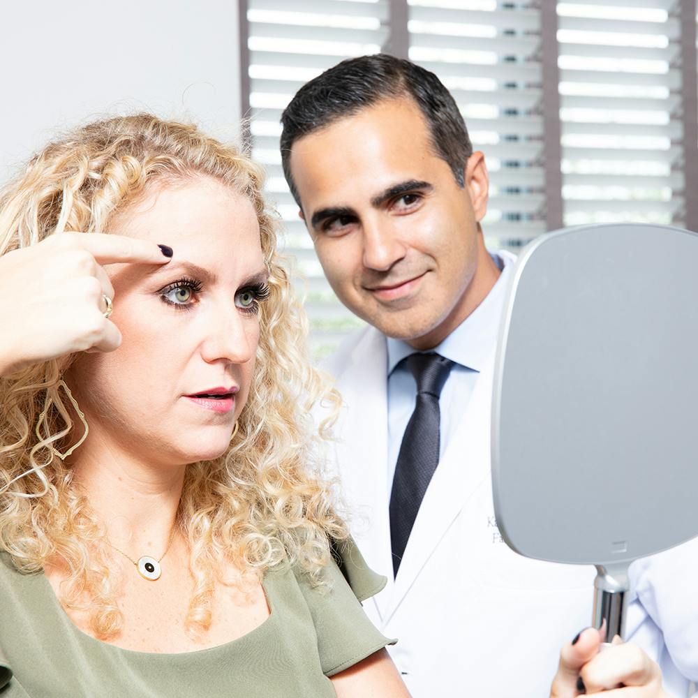 patient looking in the mirror