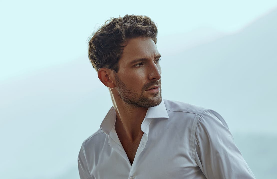 handsome man in a white shirt