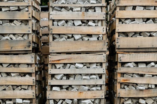 One tonne crates of granite setts