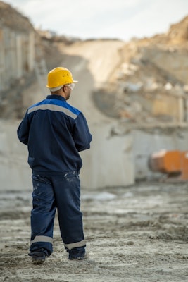 Walking in the granite quarry