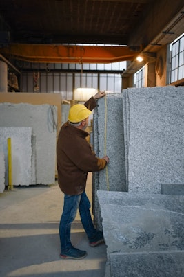 Measuring granite flagstones