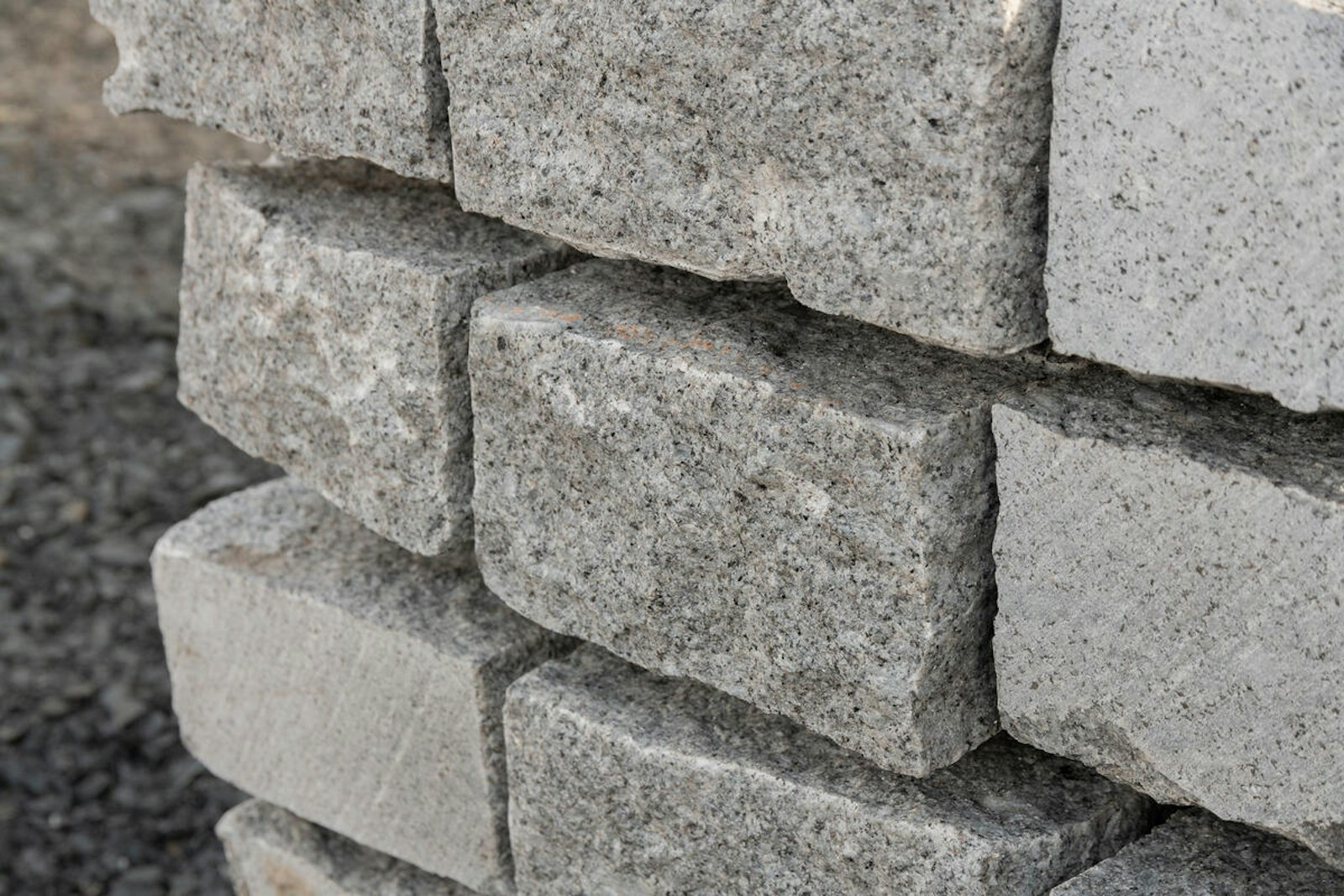 Natural split granite kerbs on a pallet