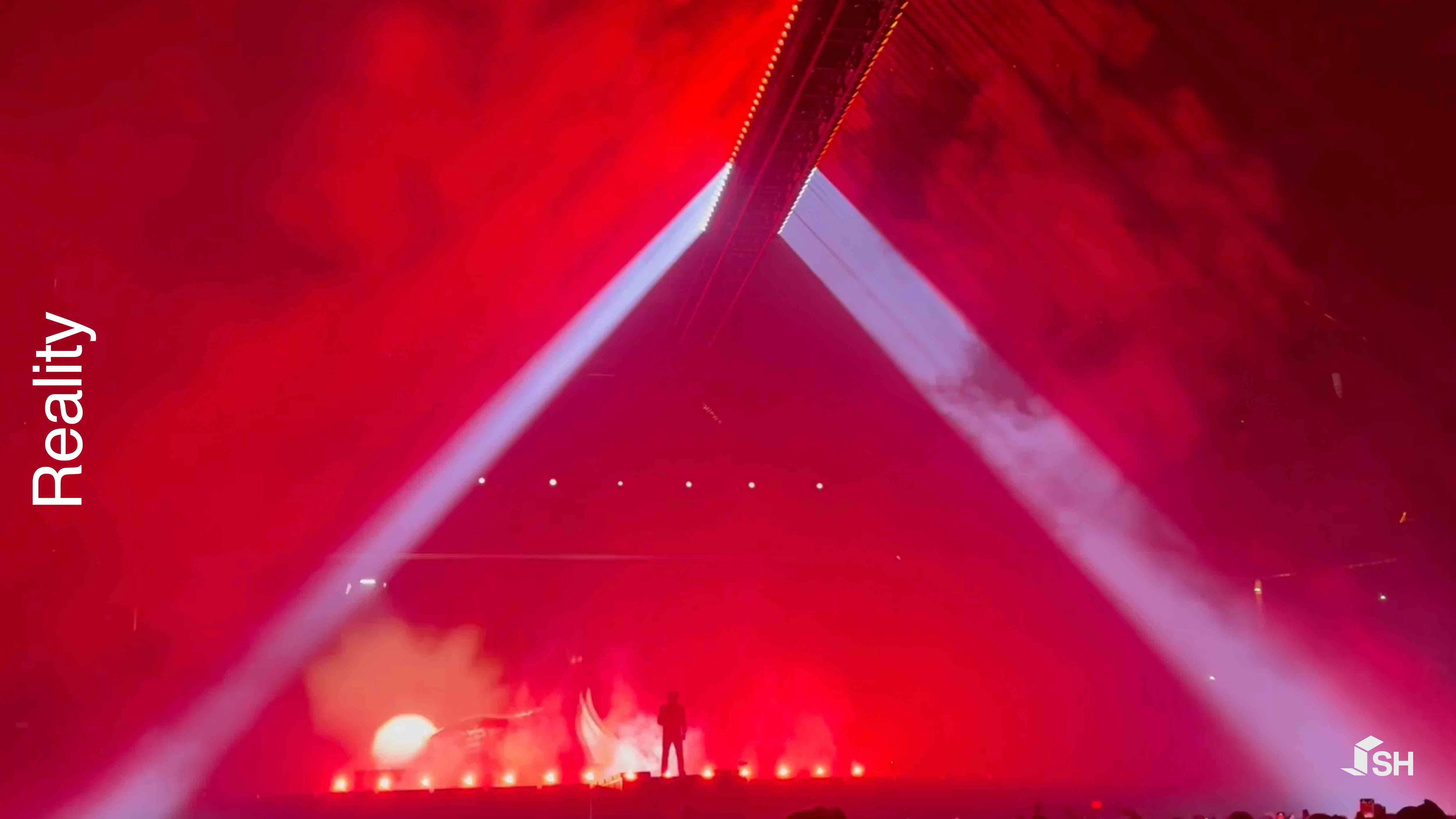 Tyler, The Creator - CHROMAKOPIA Tour Concept Render to Reality Side-by-Side Comparison red lighting b-stage