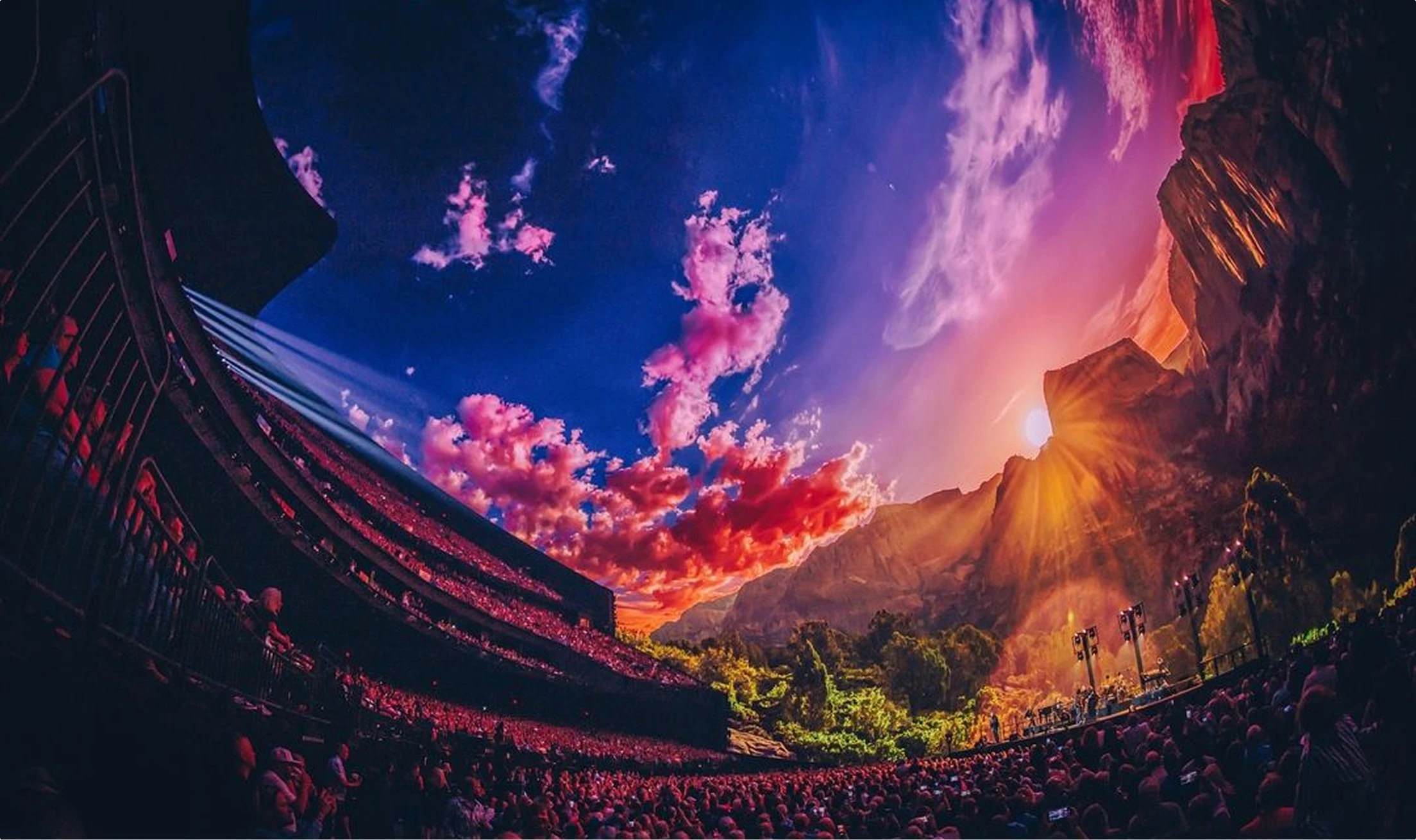 Pink cloud sunset over desert screen content at Sphere Las Vegas
