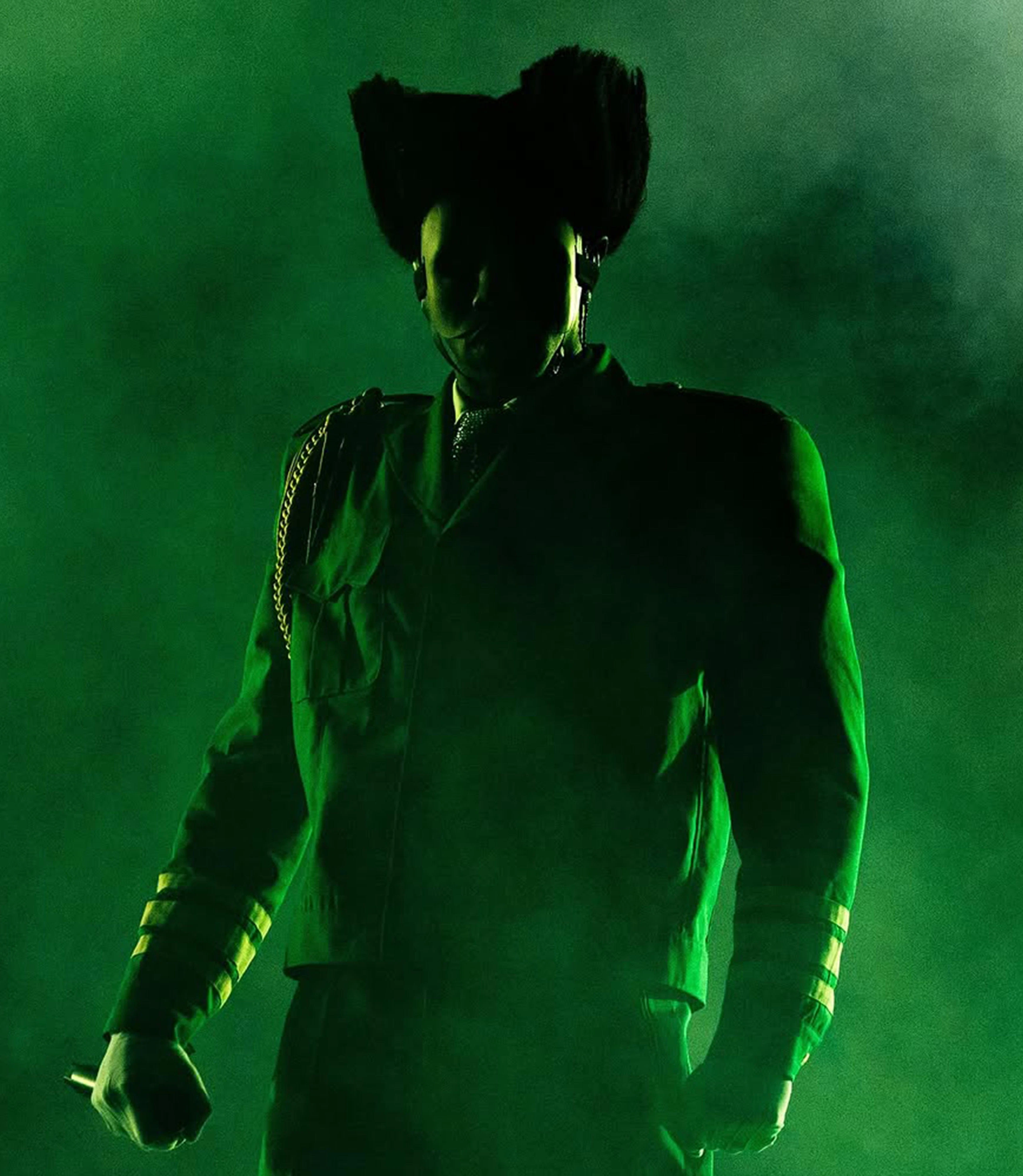 Tyler, The Creator - CHROMAKOPIA Tour - Silent House - Photo by Shaun Llewellyn Tyler, The Creator performs at during his CHROMAKOPIA World Tour as a silhouette amidst his signature CHROMAKOPIA green lighting.