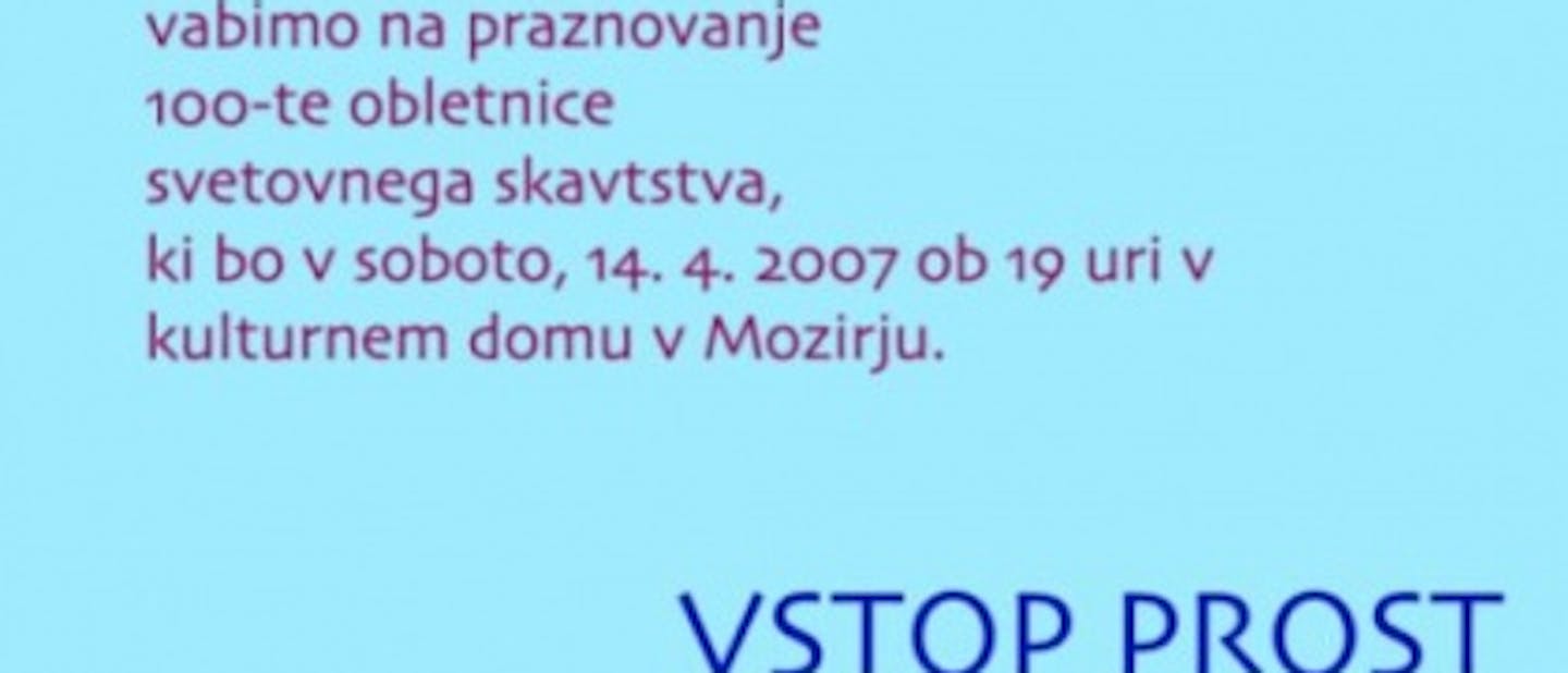 Vabilo na koncert ob 100. obletnici in dnevu...