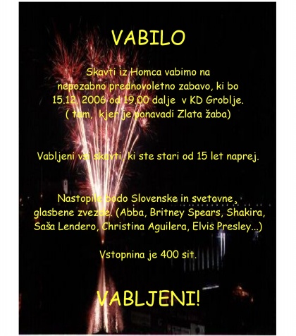 Vabilo na prednovoletno zabavo