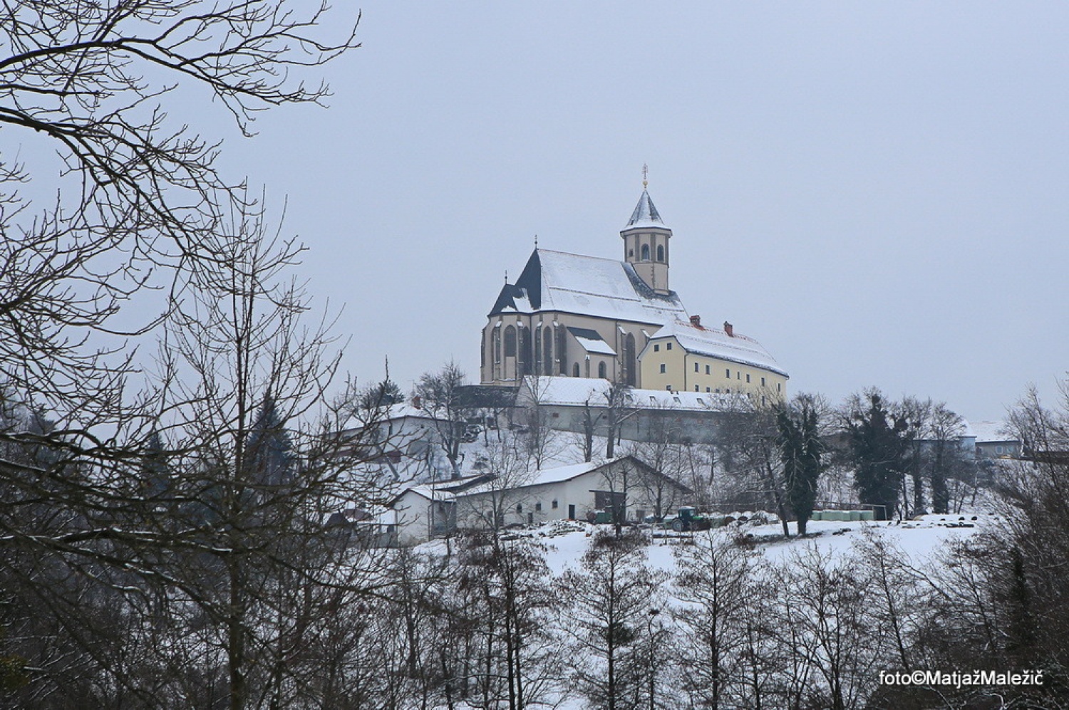 Bazilika na Ptujski Gori odeta v belino