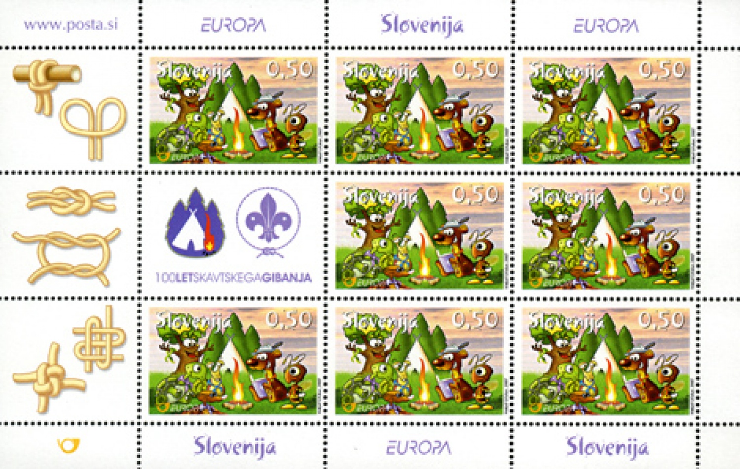 To so slike najnovejših priložnostnih znamk ob 100. obletnici skavtstva. ČESTITAMO!