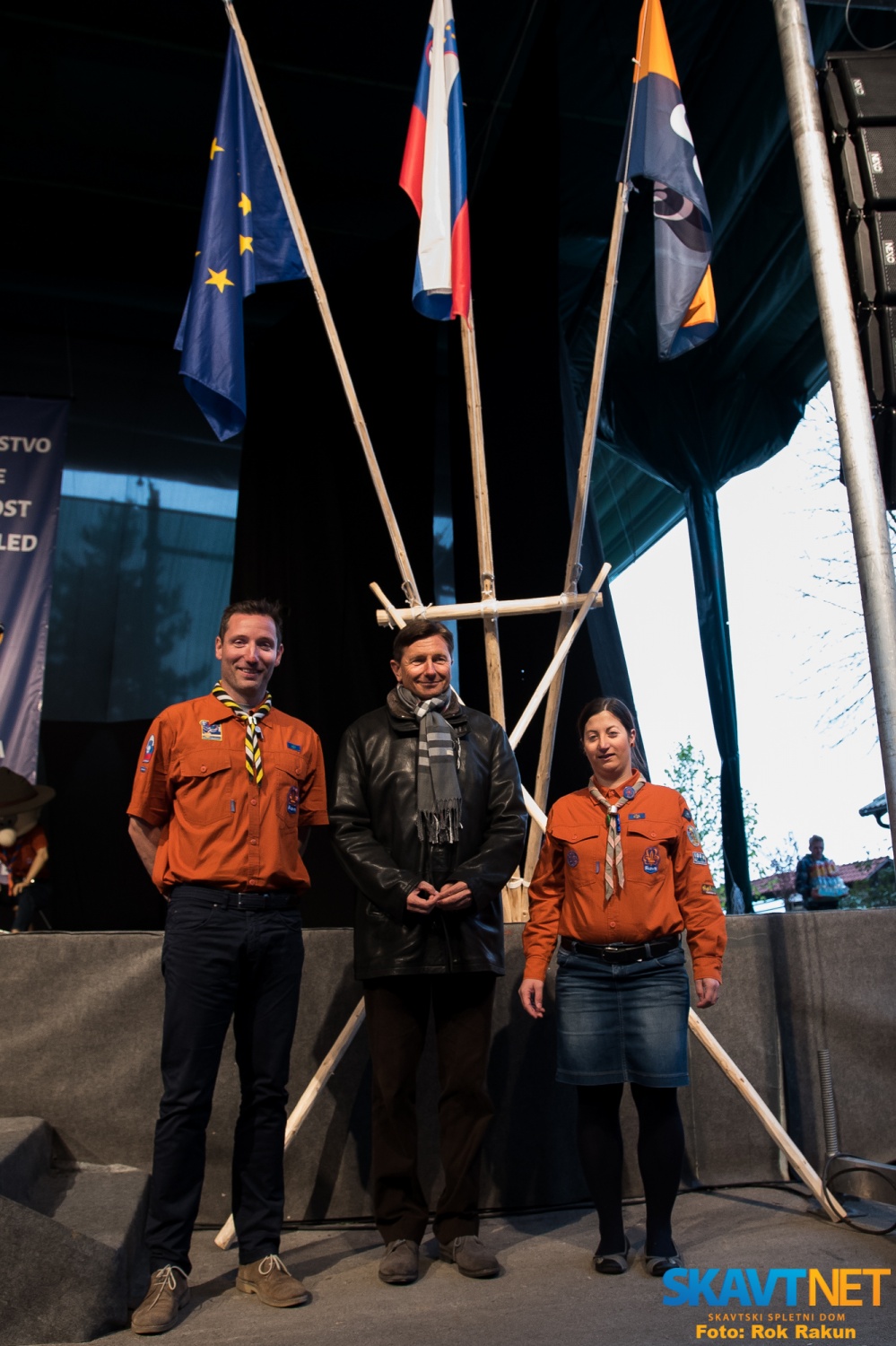 Načelnik Žiga Kovačič, predsednik RS Borut Pahor in načelnica Irena Mrak Merhar