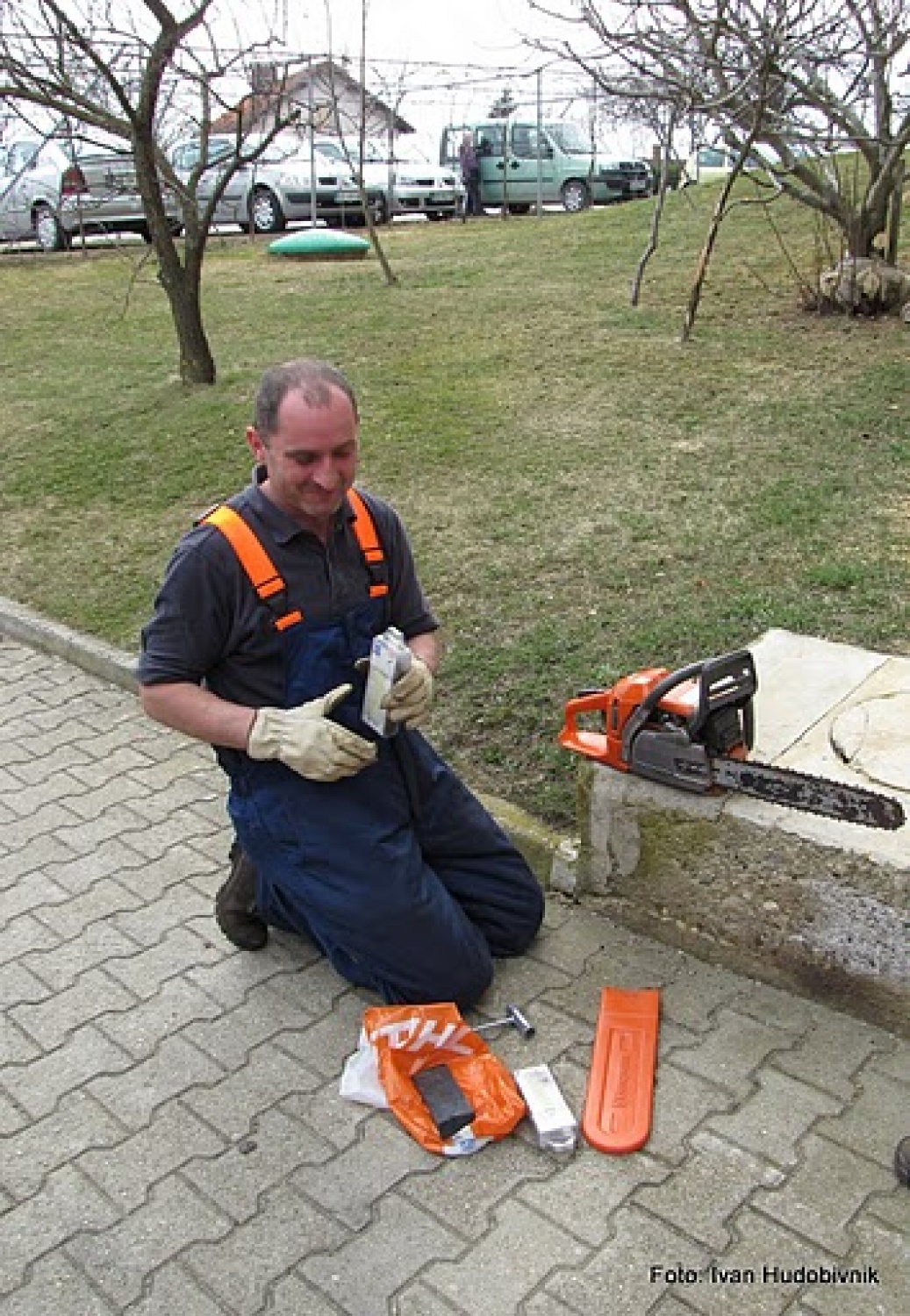 Priprava žage za popoldanski del akcije