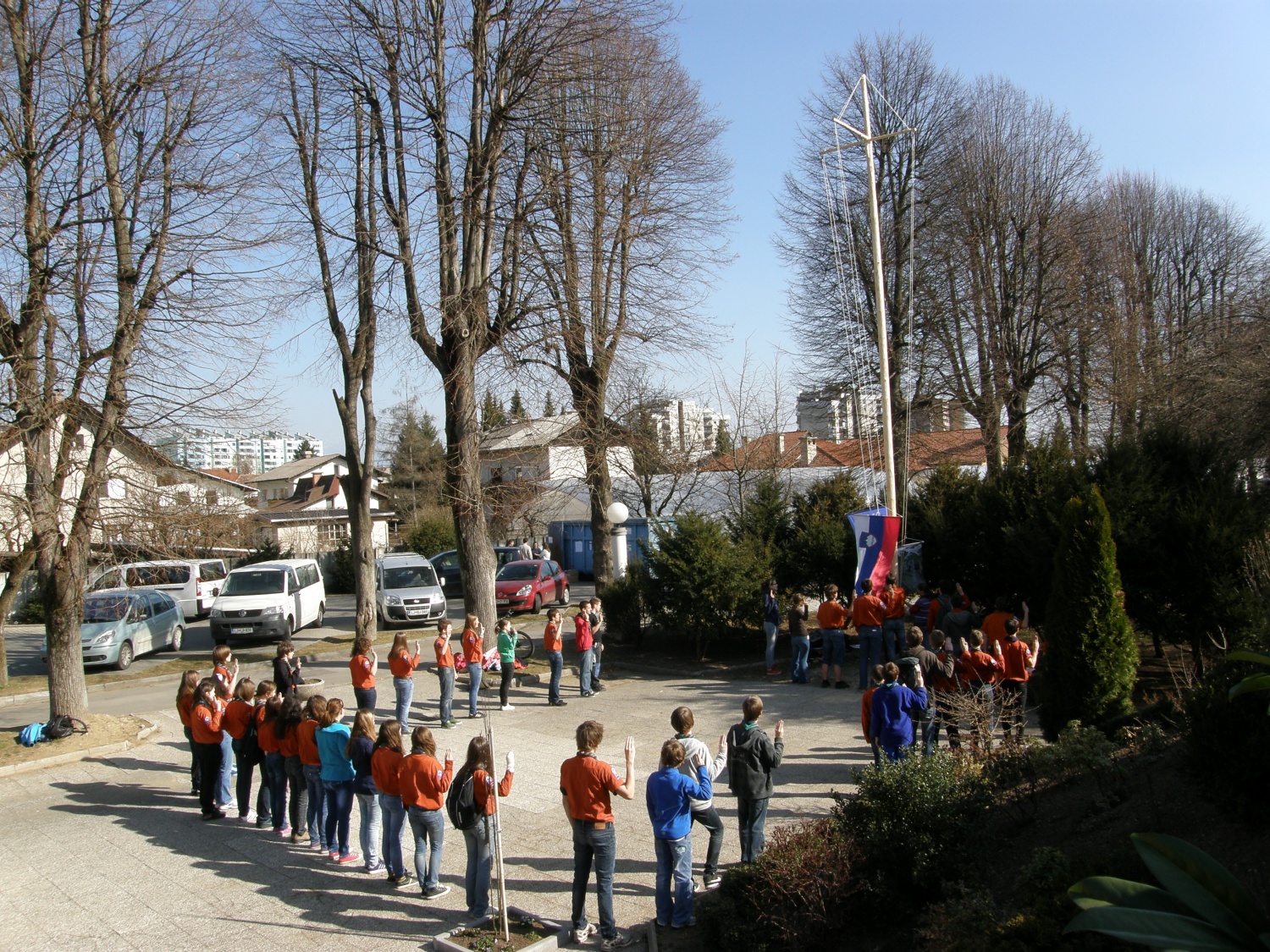 Prvi dvig zastave na novem jamboru