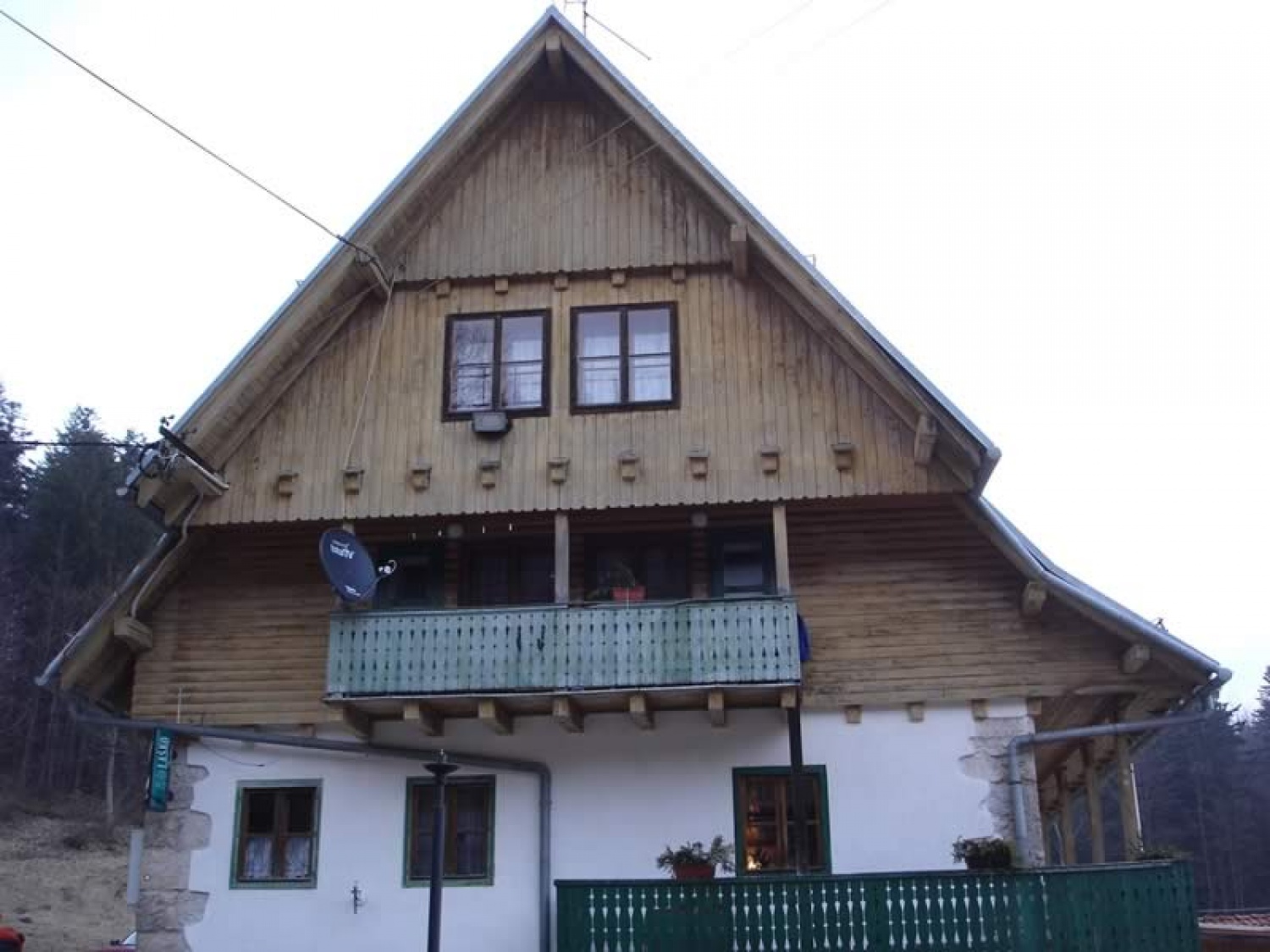 Portret doma na Travni Gori. Vidijo se smejalne gubice.