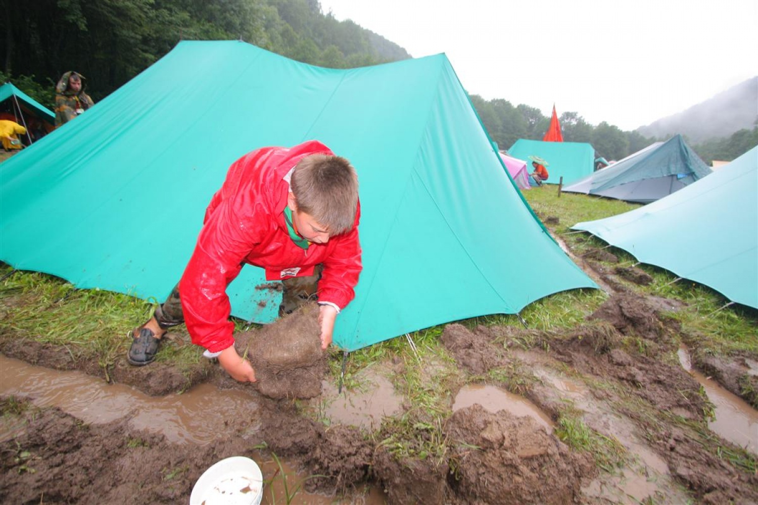 Jamboree 2008 - nedelja jutro in dež