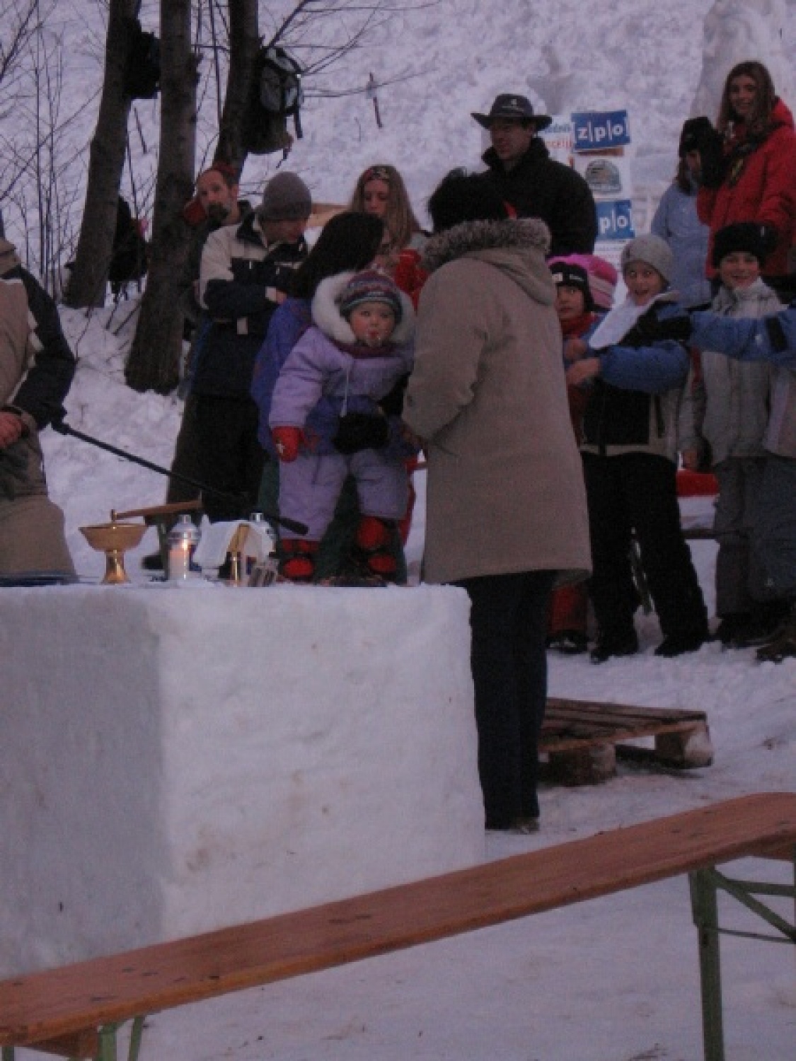 Na slikah lahko vidite trenutke iz skavtske maše. Udeležili so se jo lahko (za skavte je bila obvezna ;-)) tudi starši, dedki, babice in razni hišni ljubljenčki, če le niso bili preveč zmrzljivi. Slikane so tudi naše korenine - s snega. Kar naglejte se jih; Če ne verjamete, da so jih naredili skavti, lahko pokukate še na stran http://celje1.skavt.net ,kjer imamo vse črno na belem. Na koncu pa so nas obiskali čisto pravi Grajski bruhalci ognja.