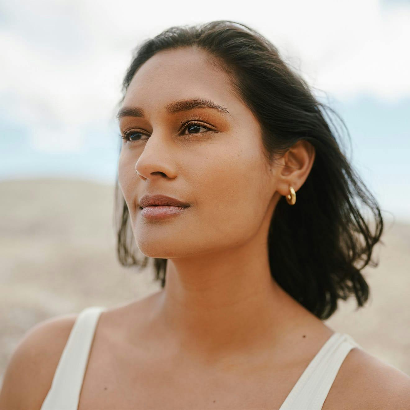 woman looking off into the distance