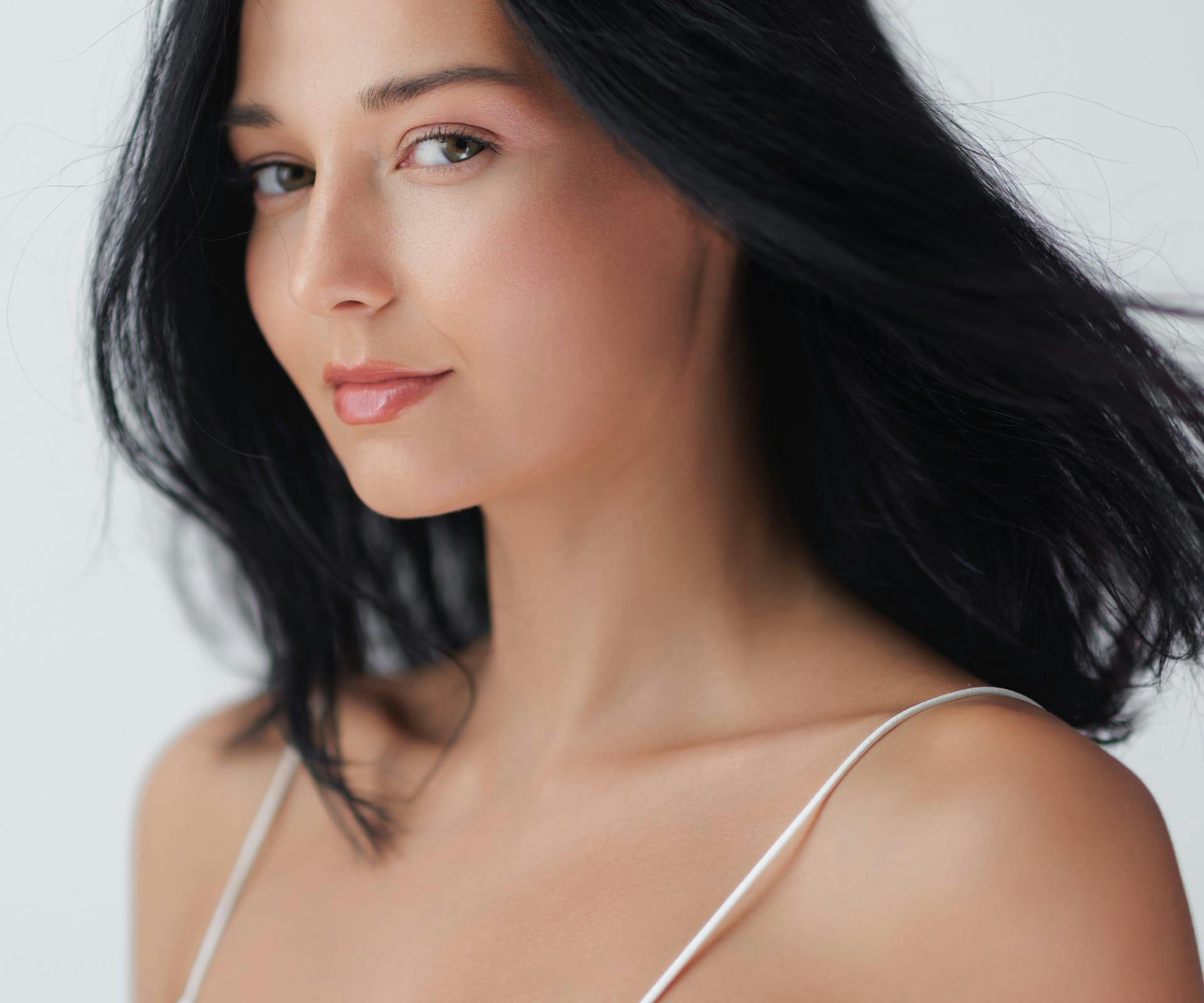 woman smirking