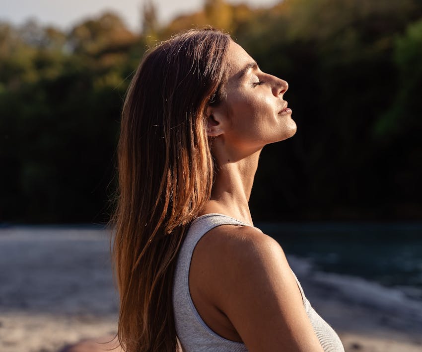 woman basking in the sun