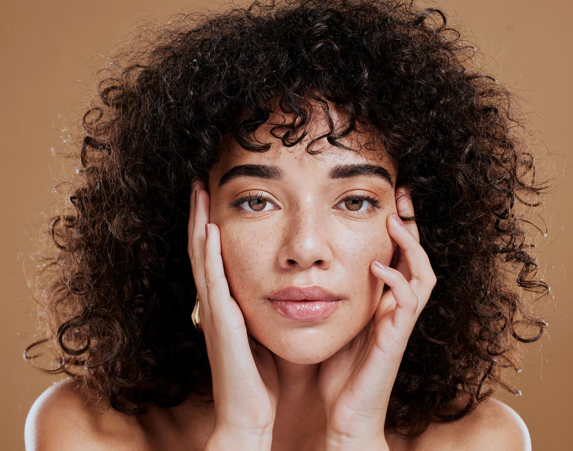 woman with short curly hair
