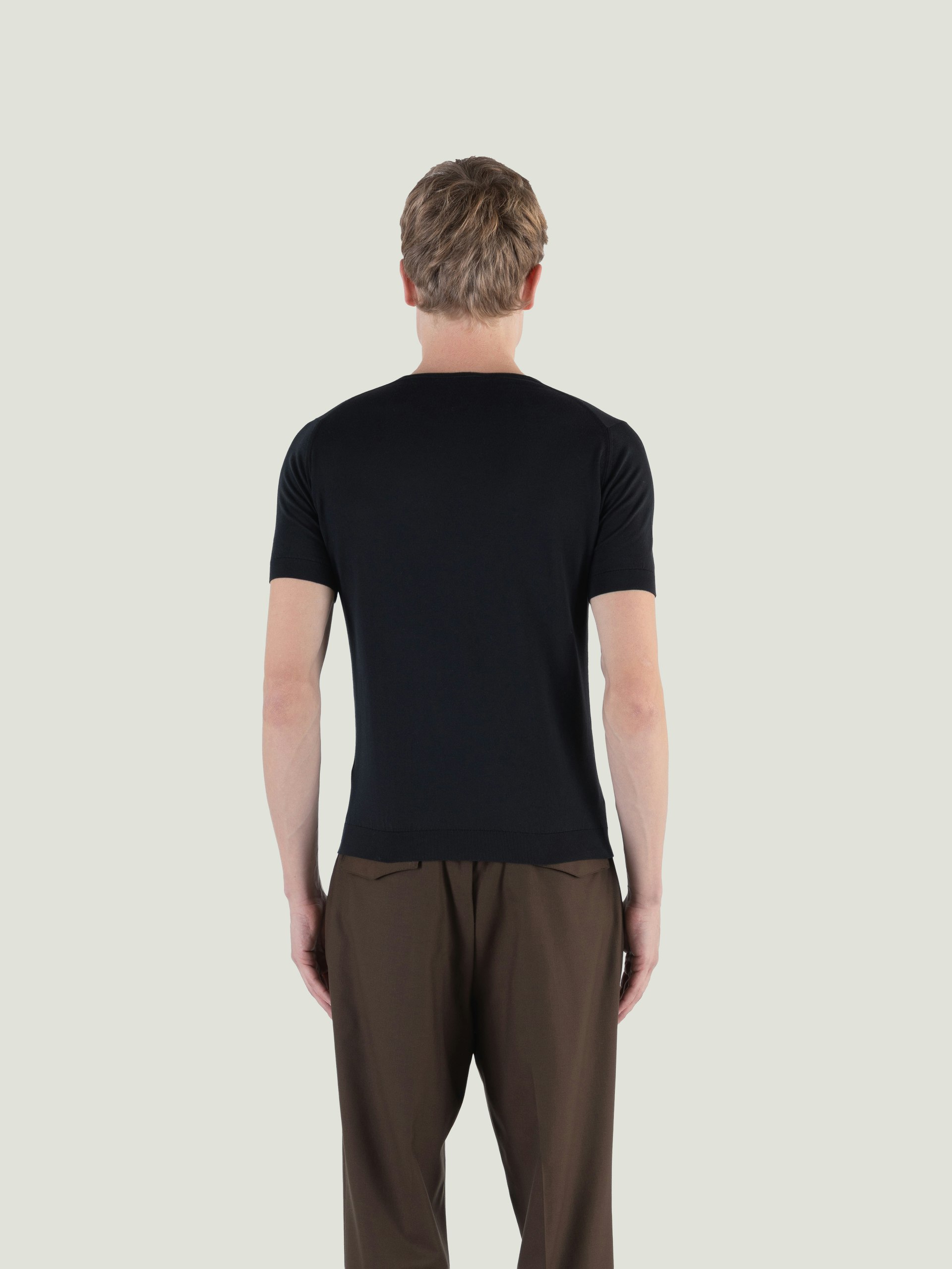 JOHN SMEDLEY BELDEN 黒　半袖　シーアイランドコットン　M Belden John Smedley Sea Island Cotton T-Shirt | John Smedley