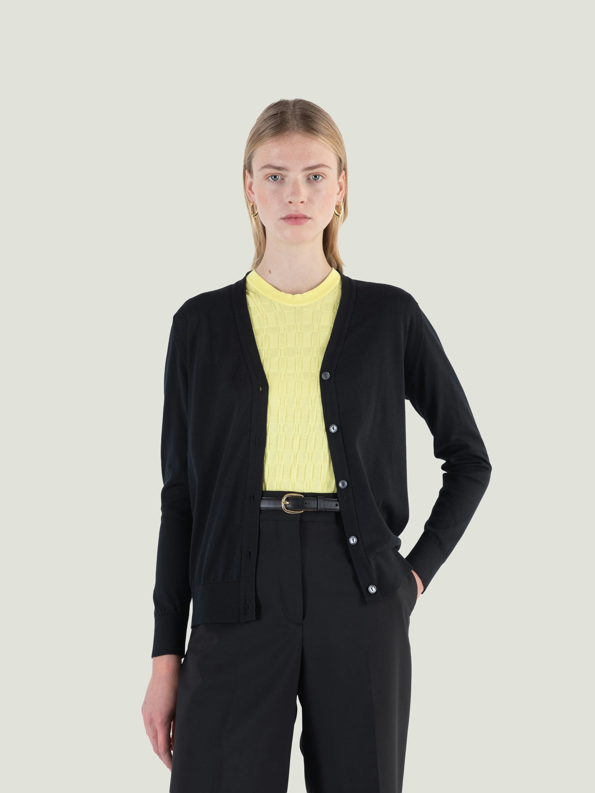 Yasmin - John Smedley's Sea Island Cotton Cardigan | John Smedley