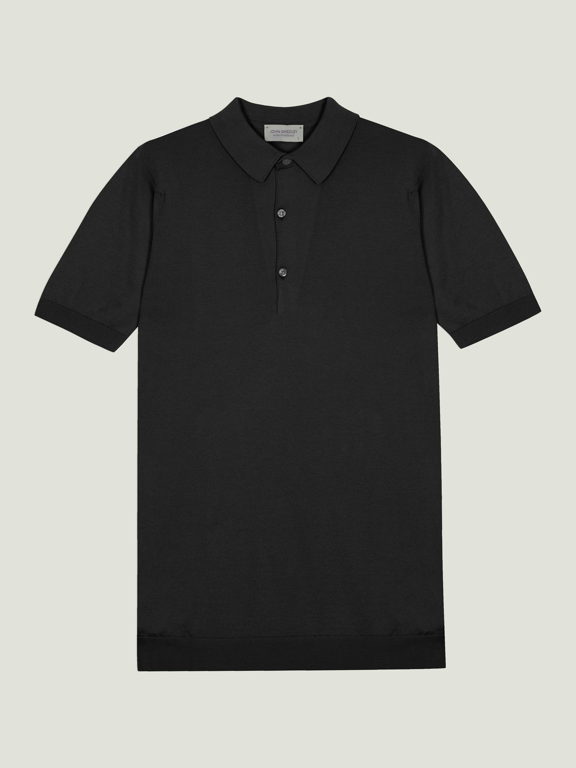 トップス 90's JOHN SMEDLEY Black Knit Polo John Smedley Men's ISIS Heritage Knit Polo Shirt in Navy John Smedley