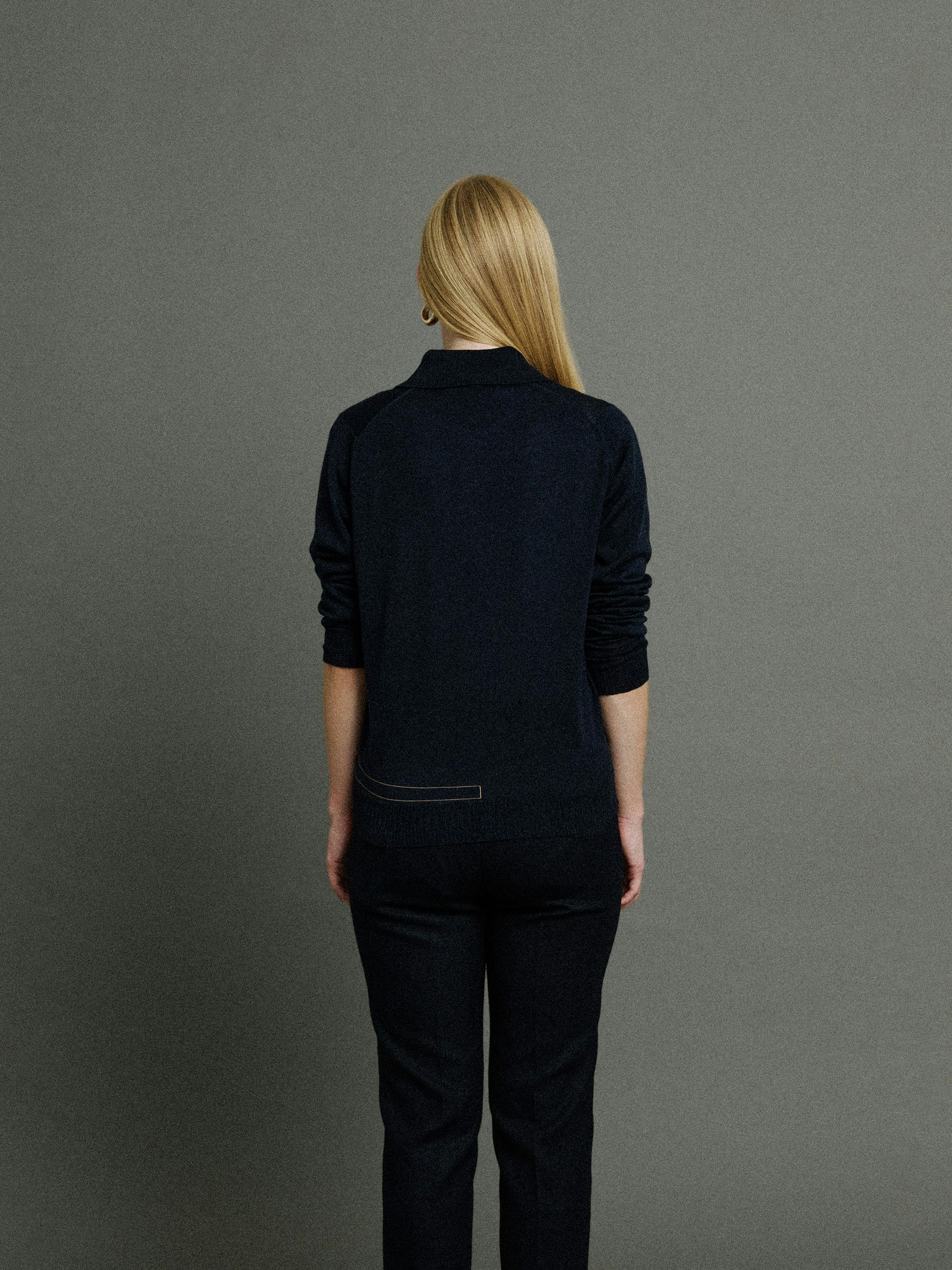 Bill Nighy Long Sleeve Polo Shirt | John Smedley