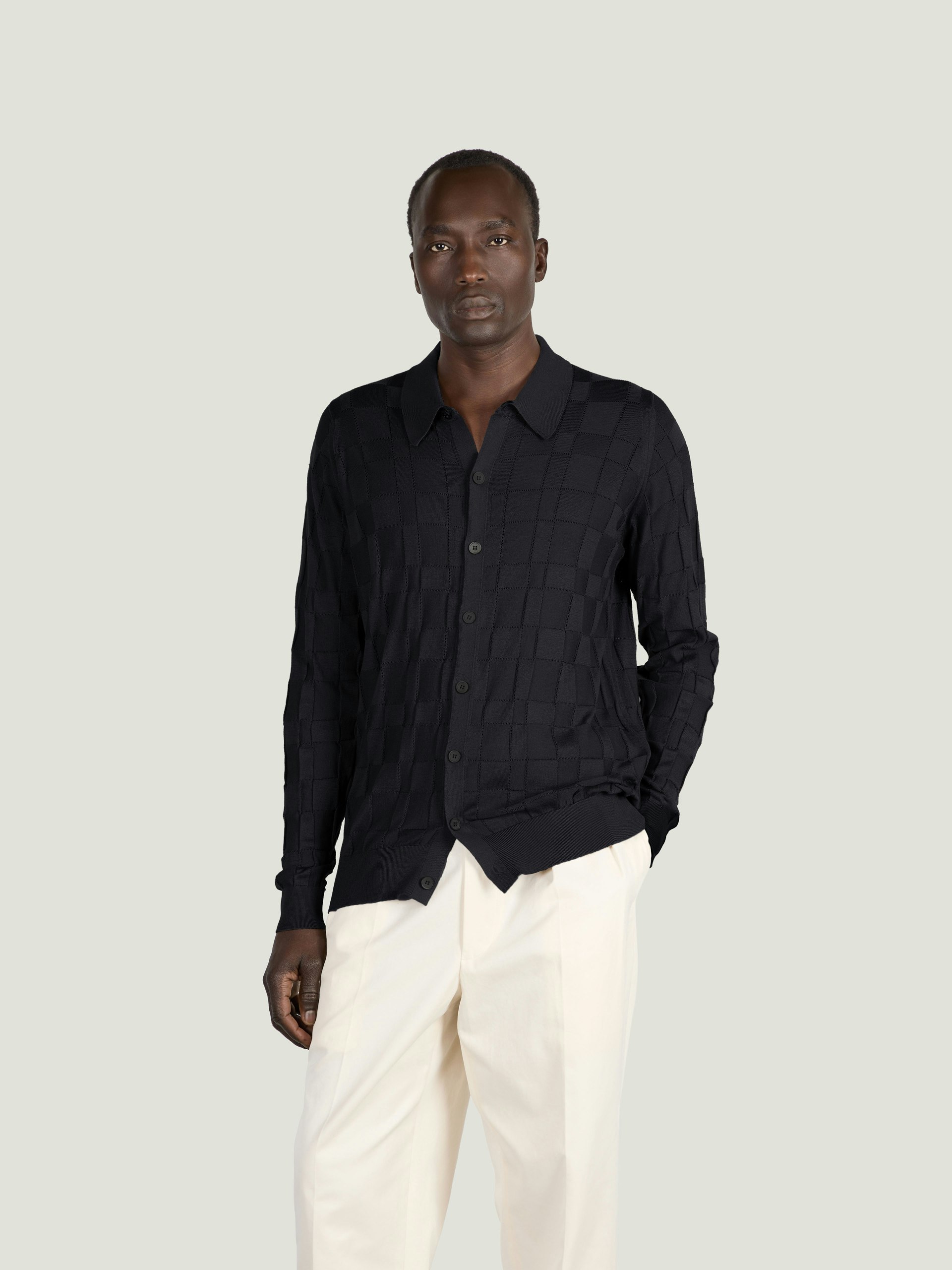 トップス JOHN SMEDLEY KNOLL SHIRT MIDNIGHT MED Bill Nighy Round Neck T-Shirt | John Smedley