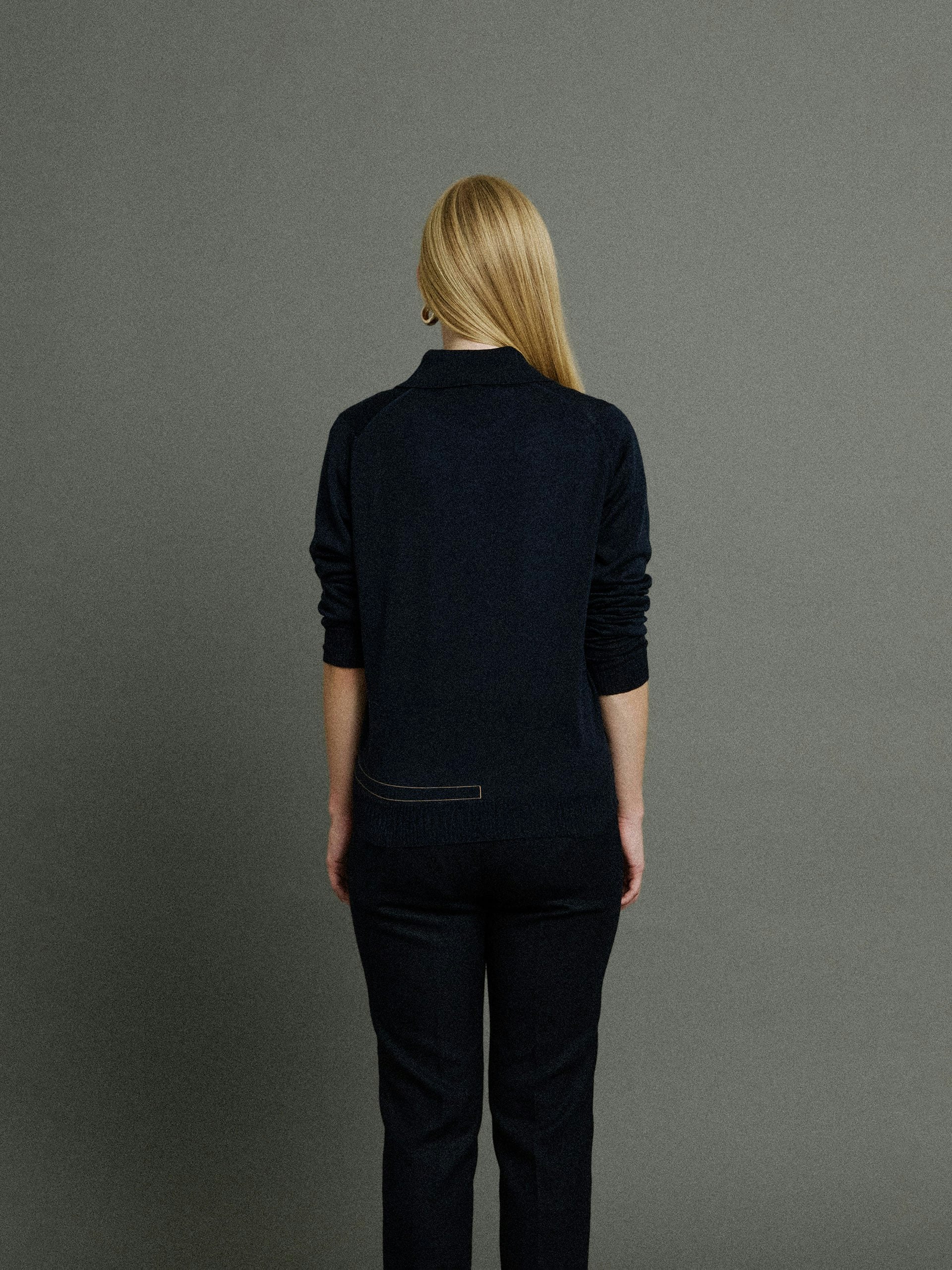 Bill Nighy Long Sleeve Polo Shirt | John Smedley