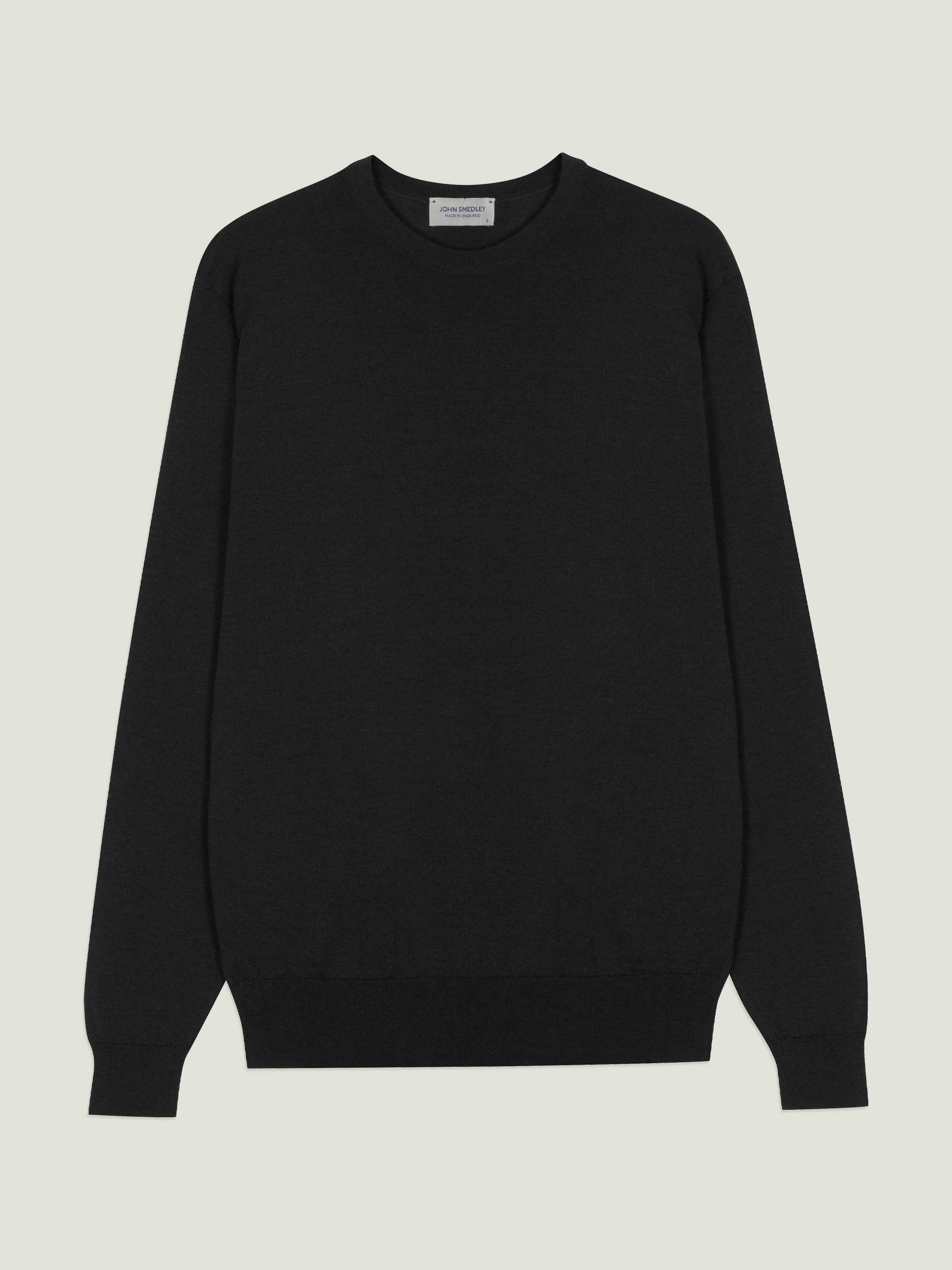 トップス JOHN SMEDLEY SWEATER KNIT Black Extra Fine Merino Wool Jumper | John Smedley