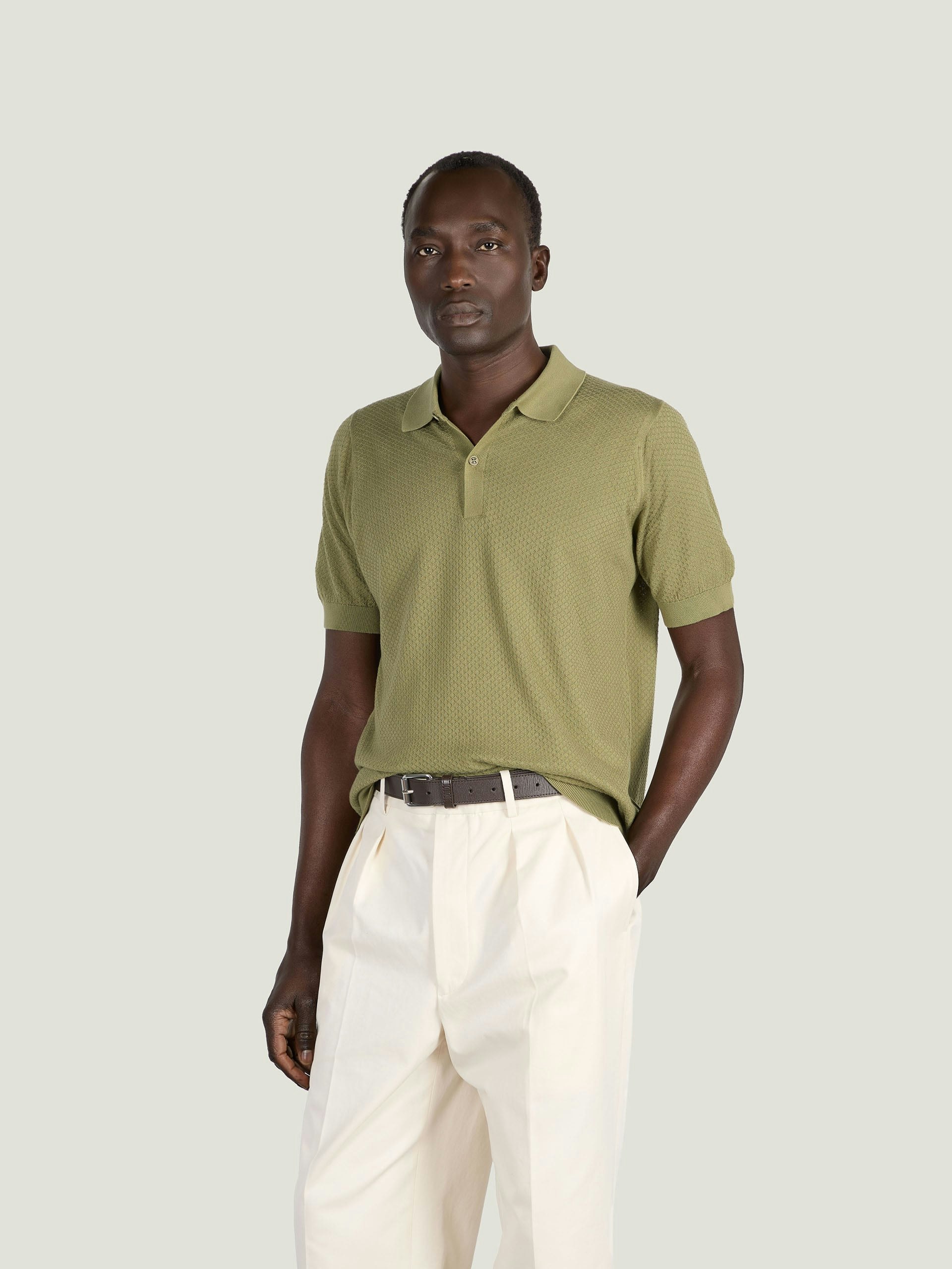JOHN SMEDLEY SEA COTTON POLO エクリュ Calun - John Smedley's Sea Island Cotton Polo Shirt | John Smedley