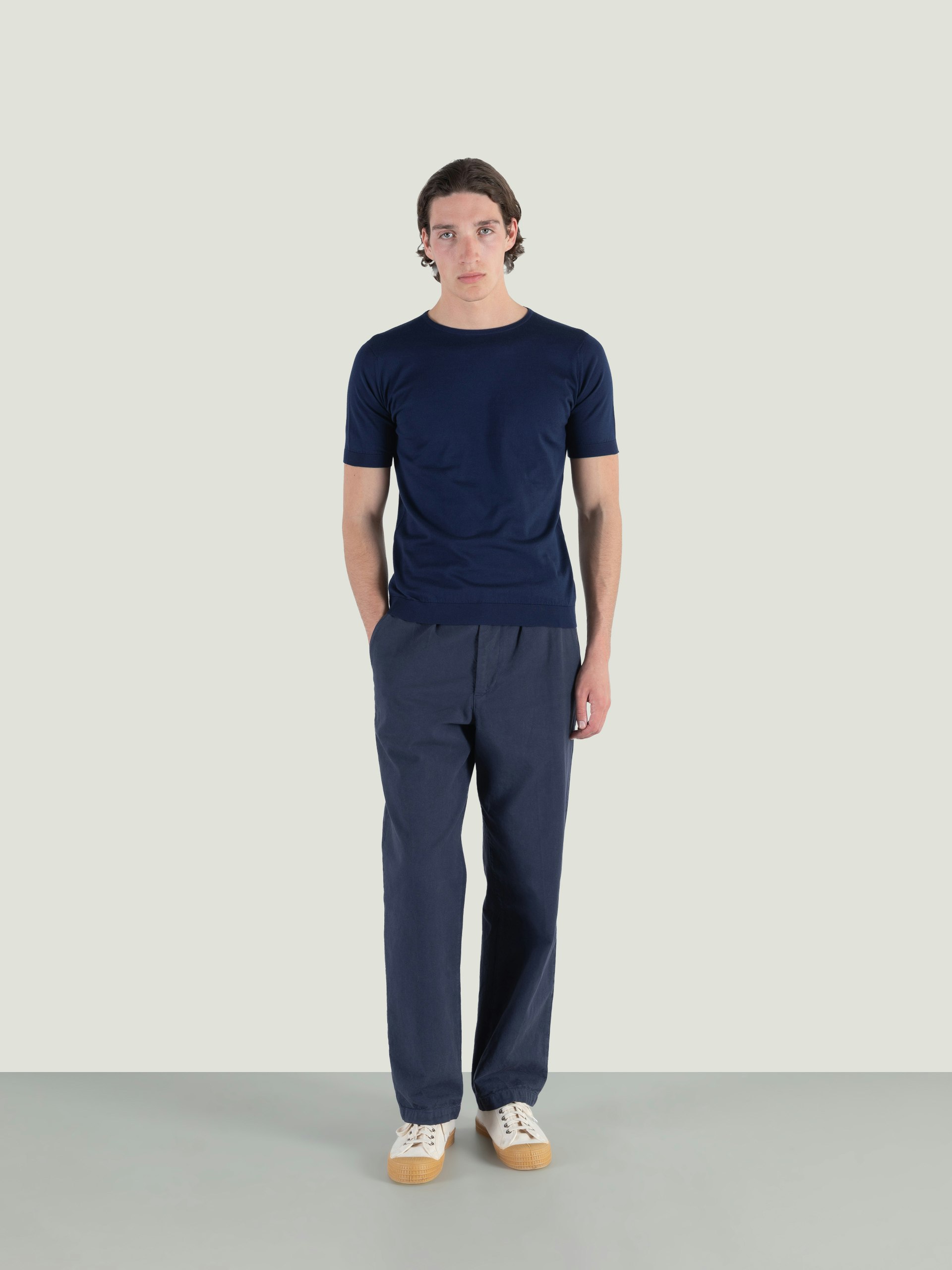 JOHN SMEDLEY 30GシーアイランドニットT BELDEN ネイビーS Belden John Smedley Sea Island Cotton T-Shirt | John Smedley