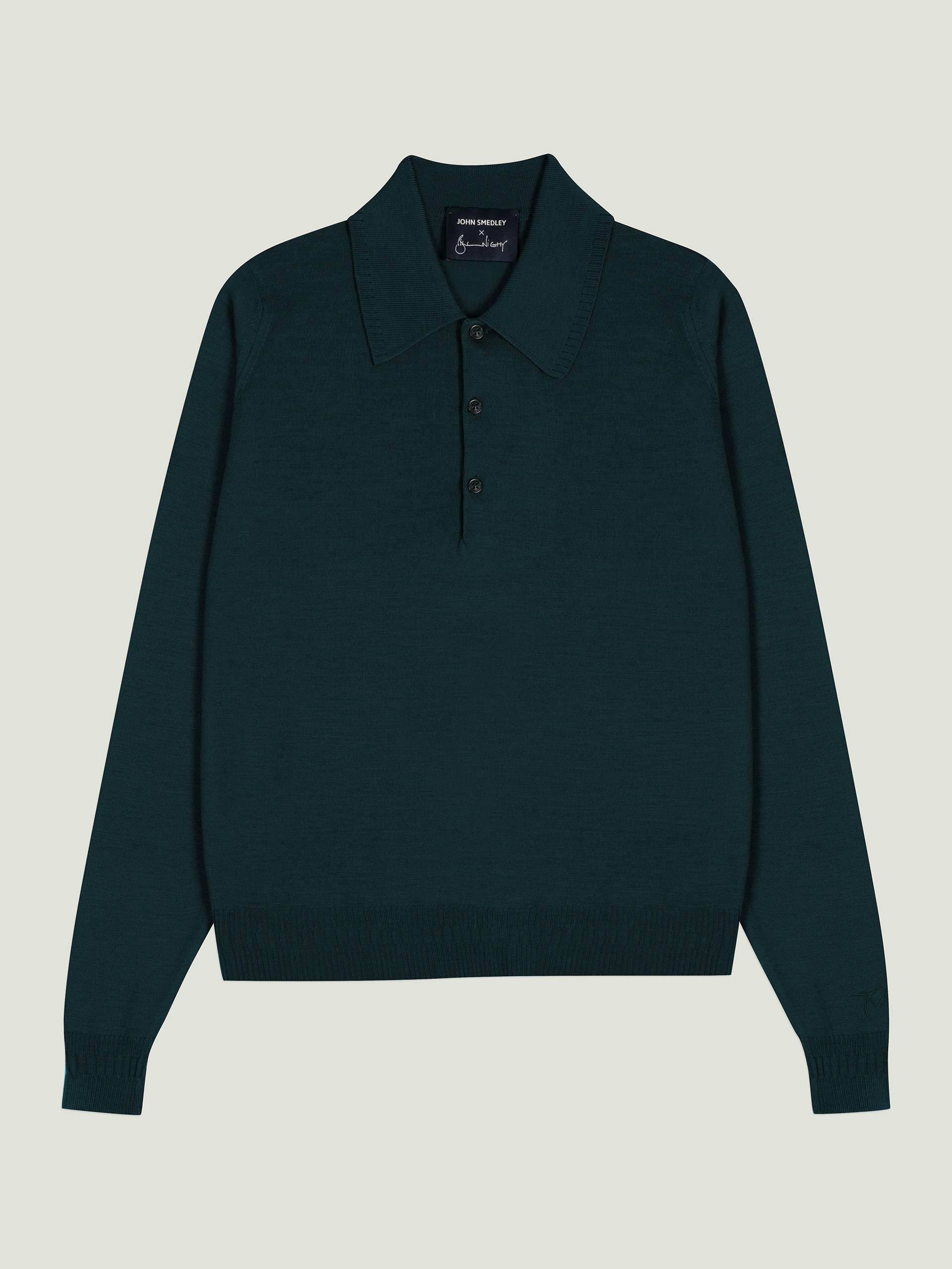 Bill Nighy Long Sleeve Polo Shirt | John Smedley