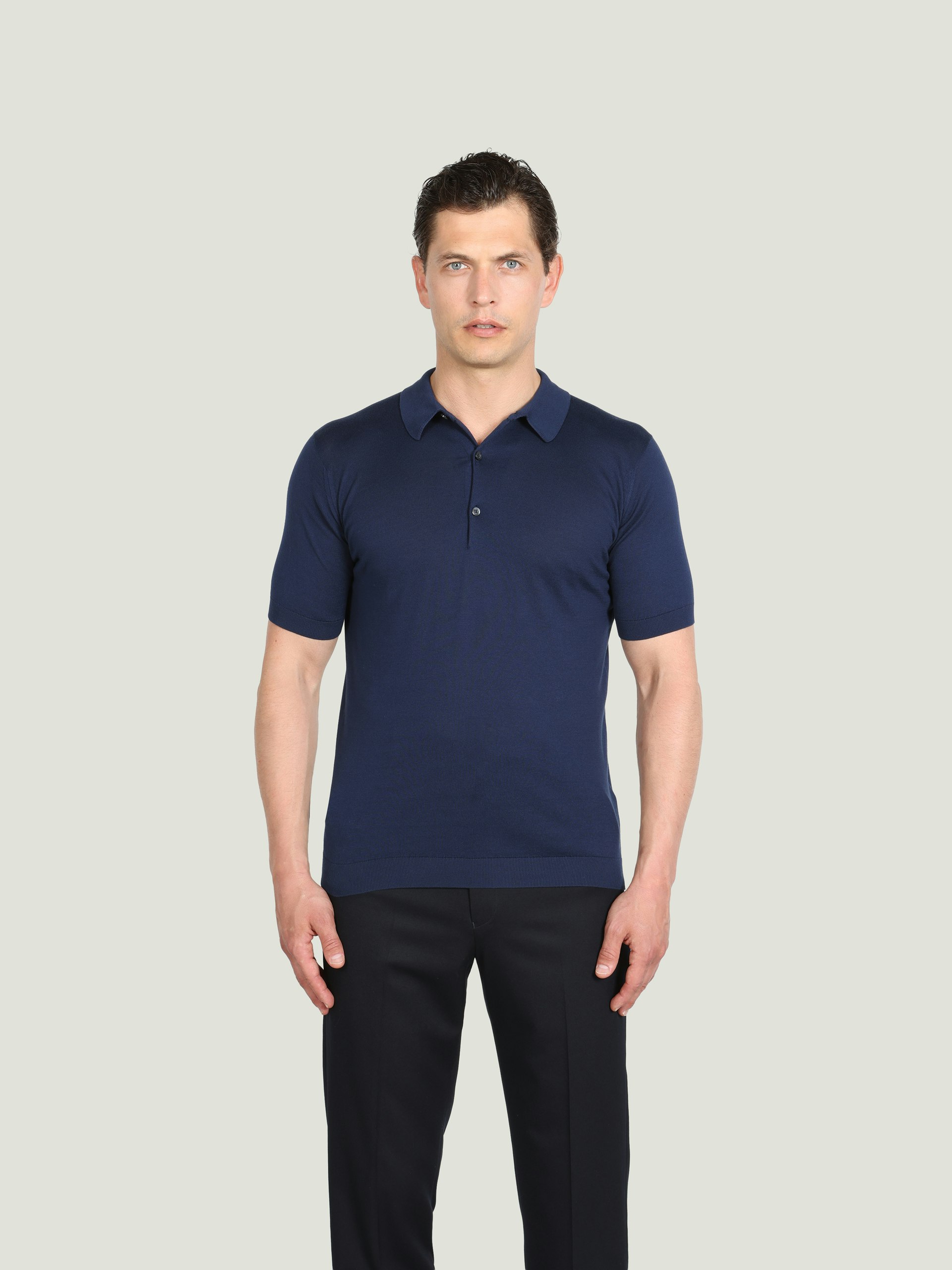 JOHN SMEDLEY STANDARD FIT ADRIAN ネイビー Adrian - John Smedley's Sea Island Cotton Polo Shirt | John Smedley