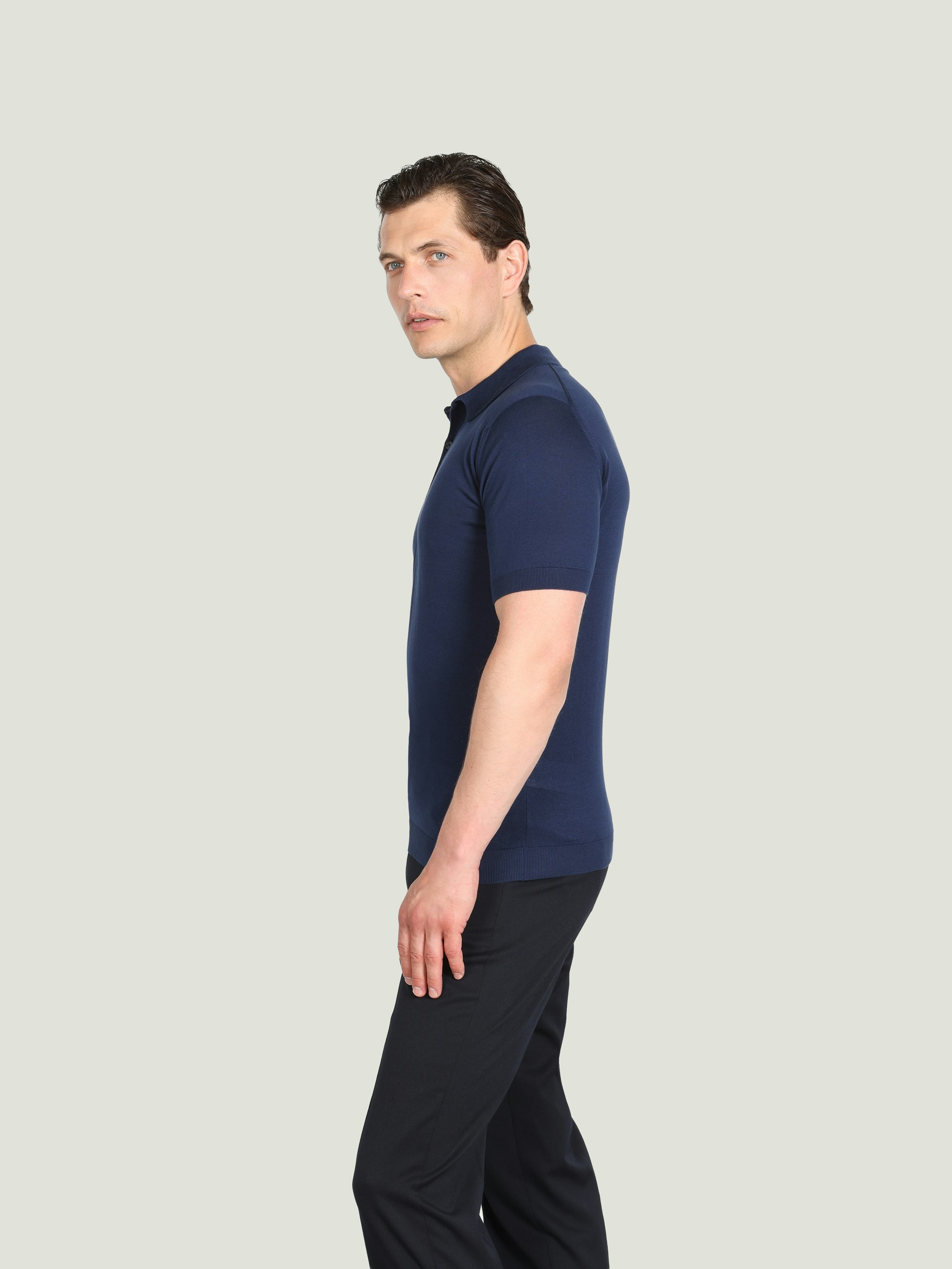 JOHN SMEDLEY STANDARD FIT ADRIAN ネイビー Adrian - John Smedley's Sea Island Cotton Polo Shirt | John Smedley