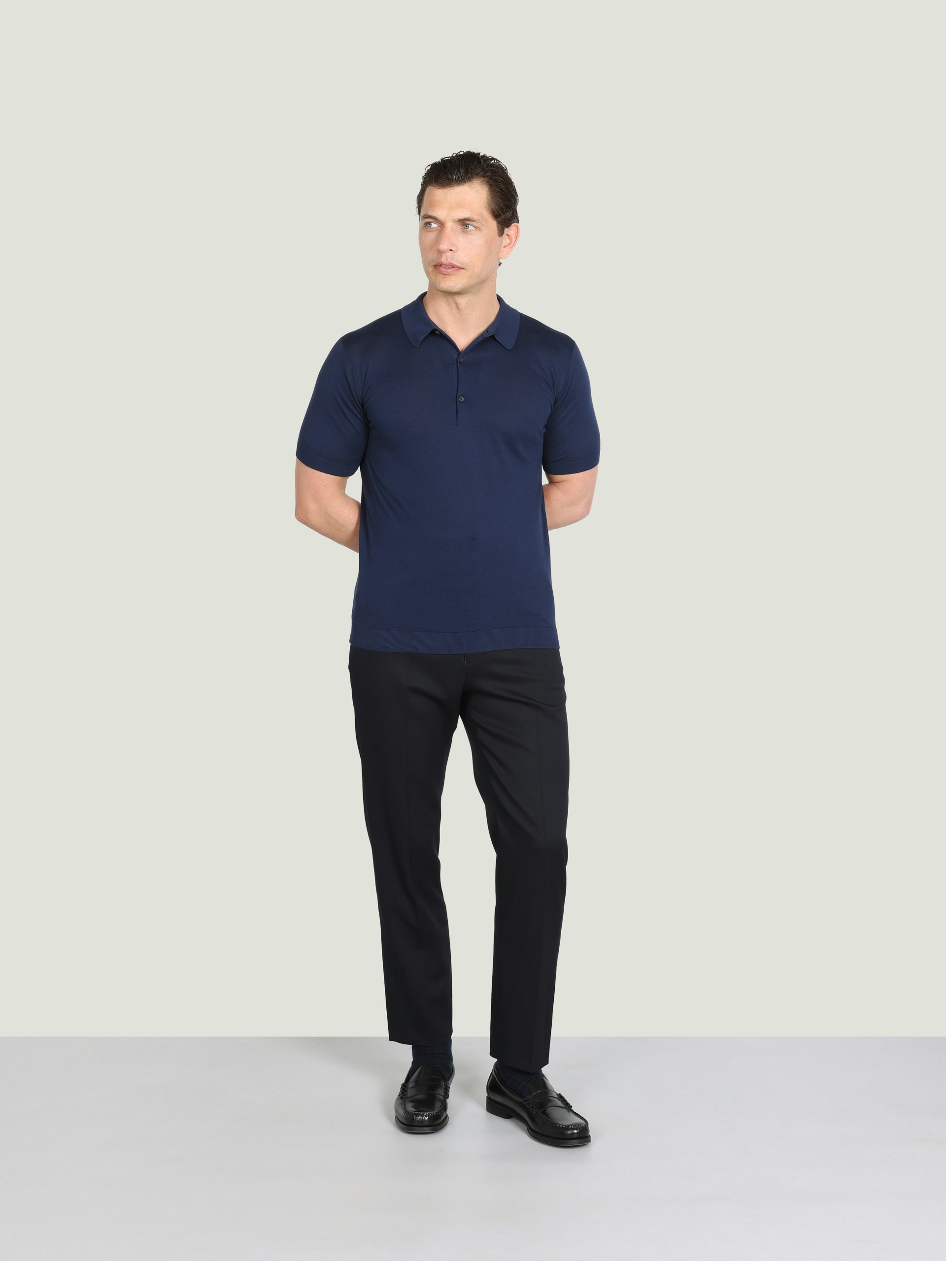 JOHN SMEDLEY STANDARD FIT ADRIAN ネイビー Adrian - John Smedley's Sea Island Cotton Polo Shirt | John Smedley