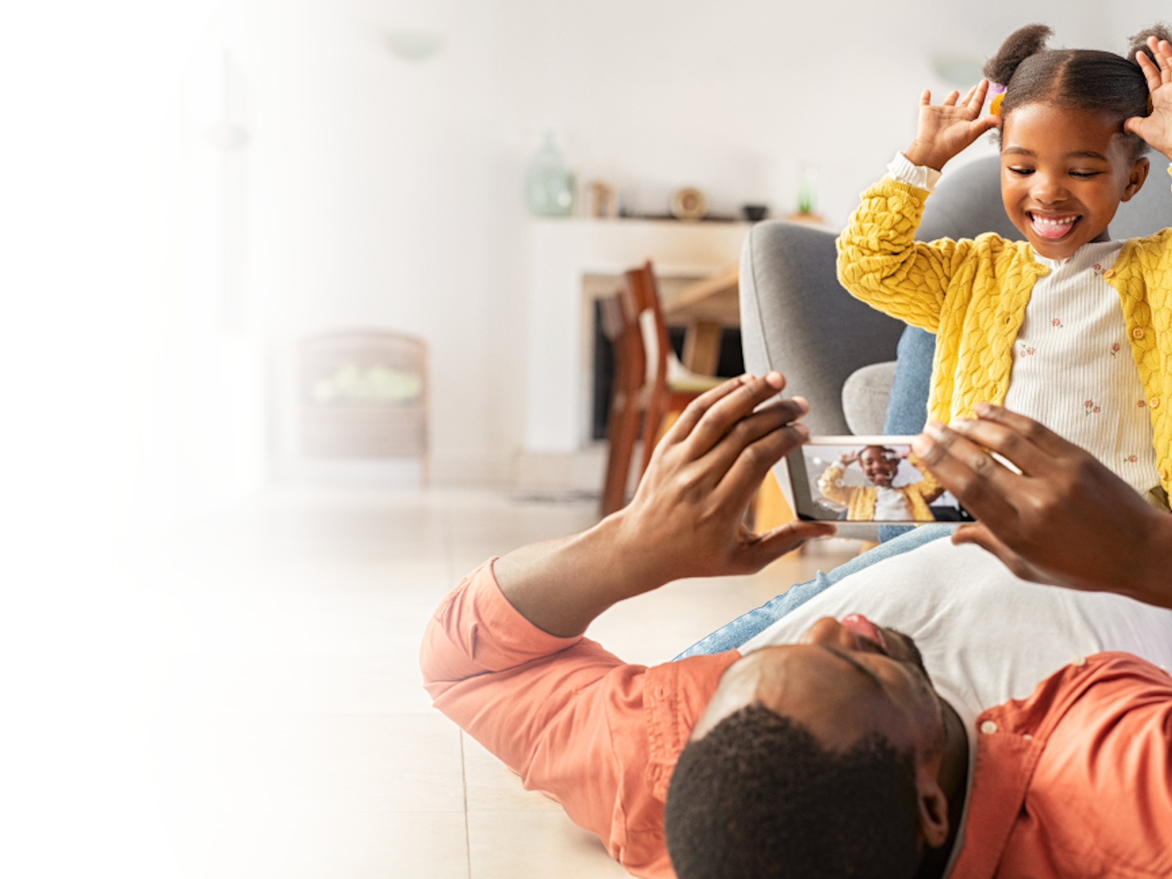 Man looking happy with daughter