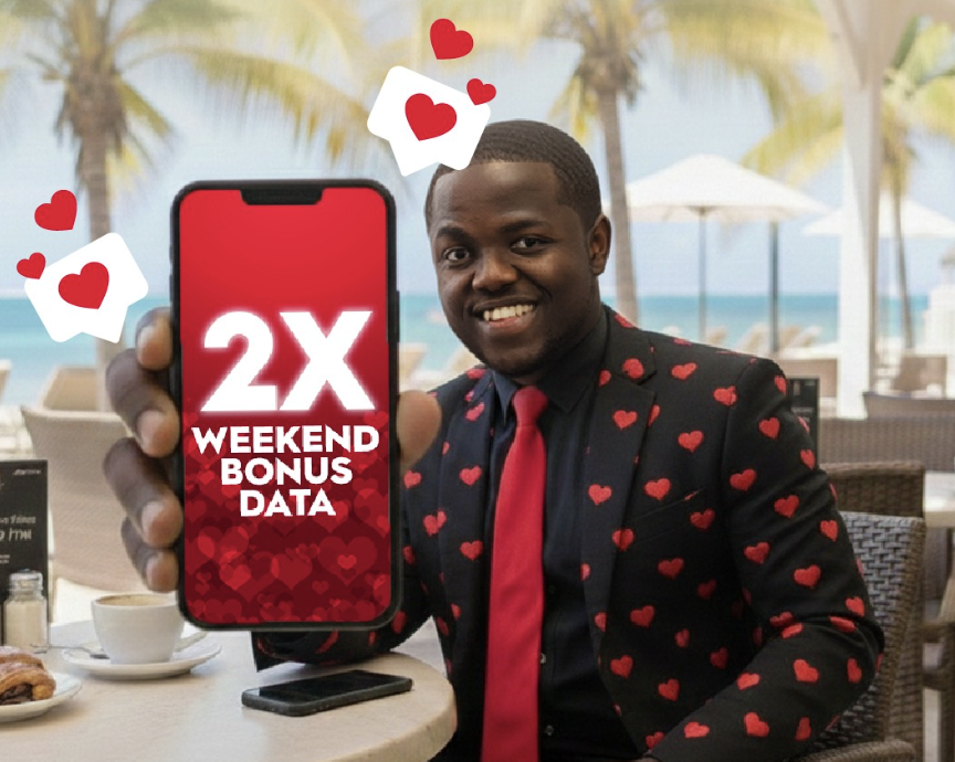 man with phone heart suit 2x data on phone
