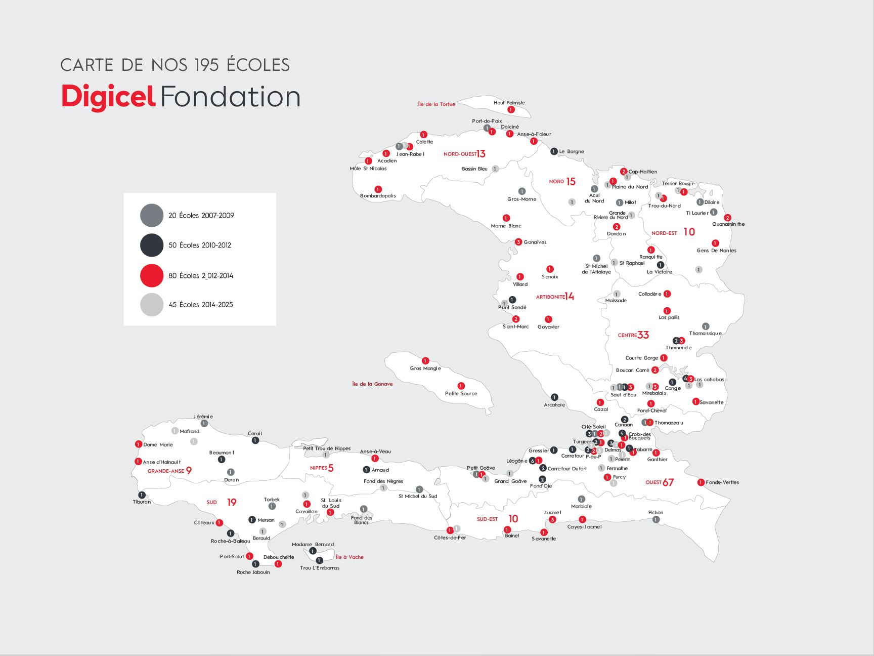 Digicel Foundation Haiti 195 Schools Map