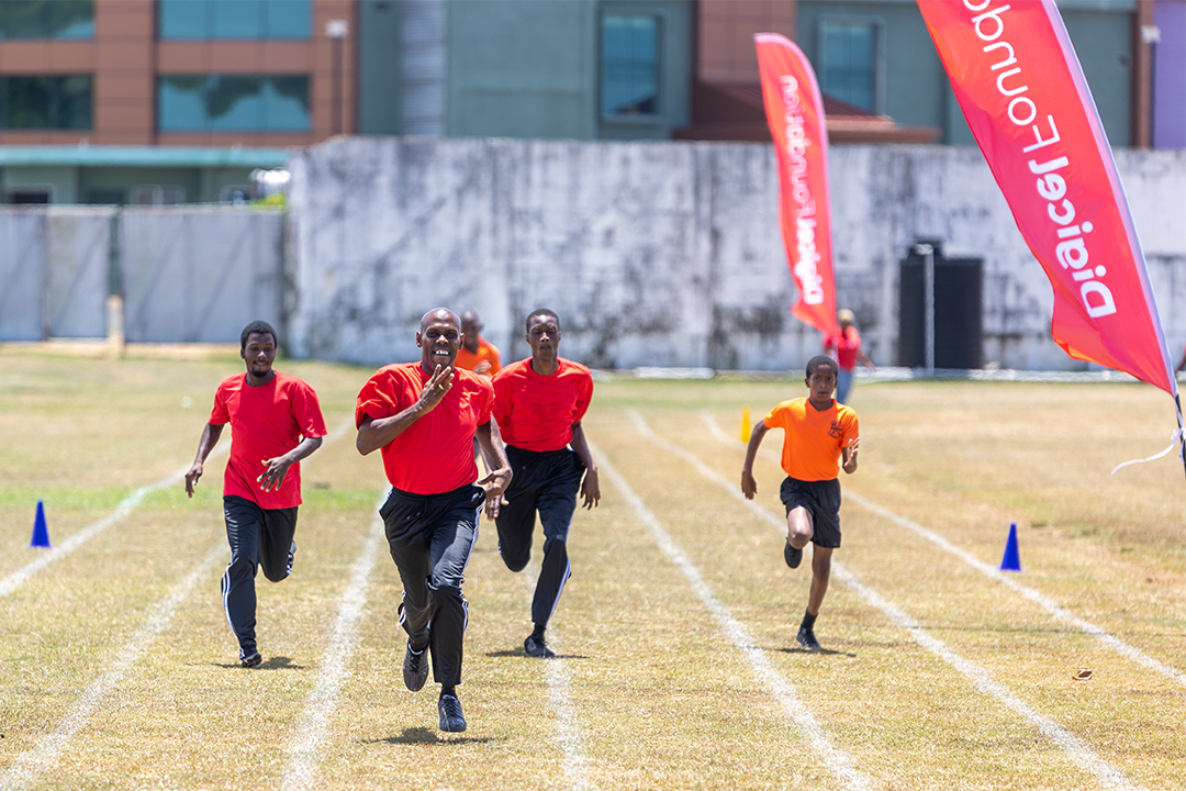 Five Boys running a race