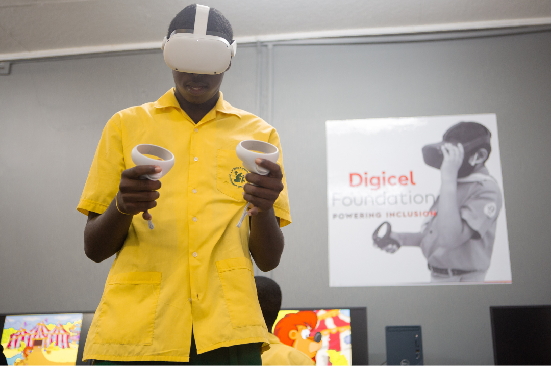 Student with special needs using VR