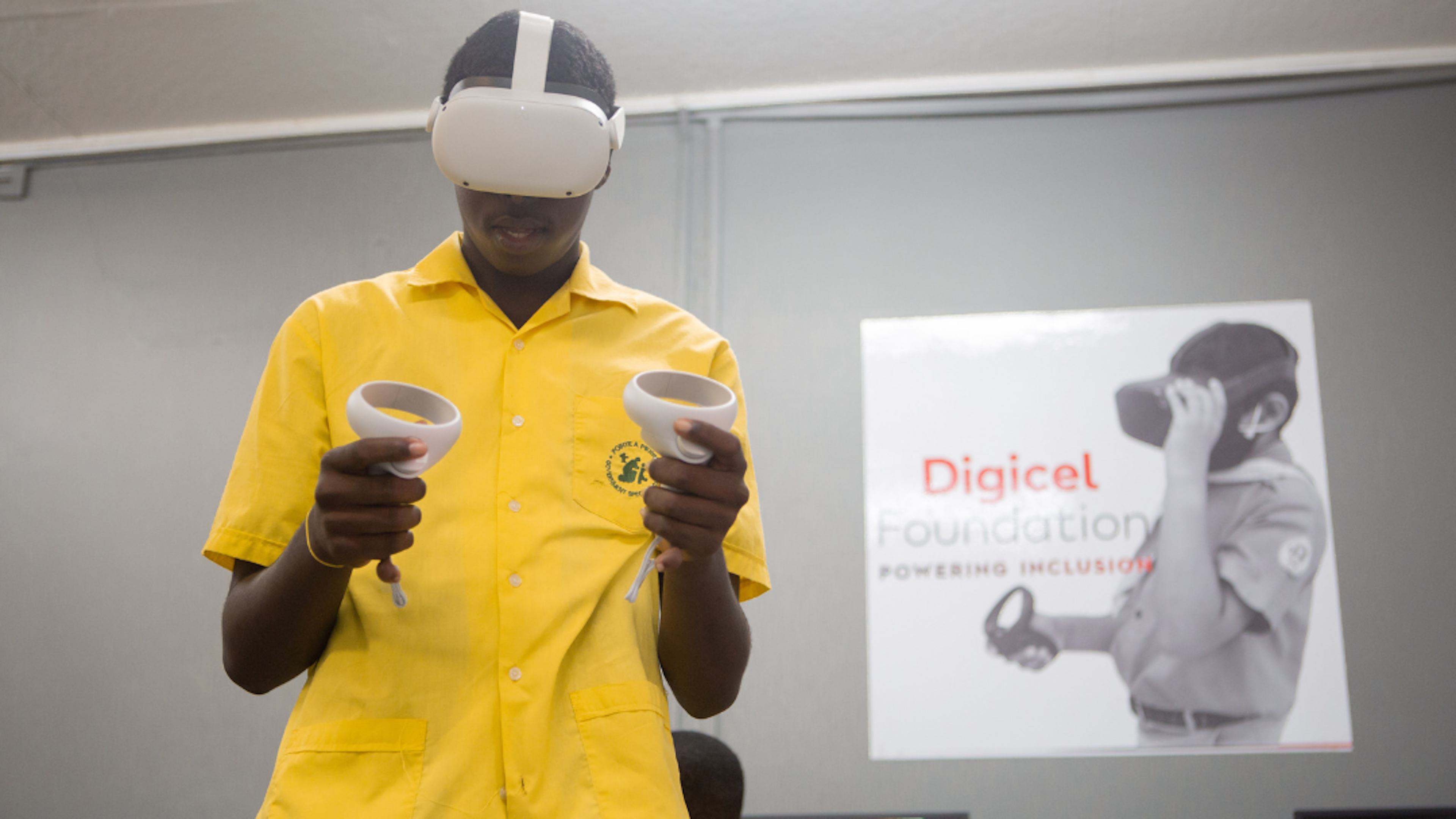 Student with special needs using VR