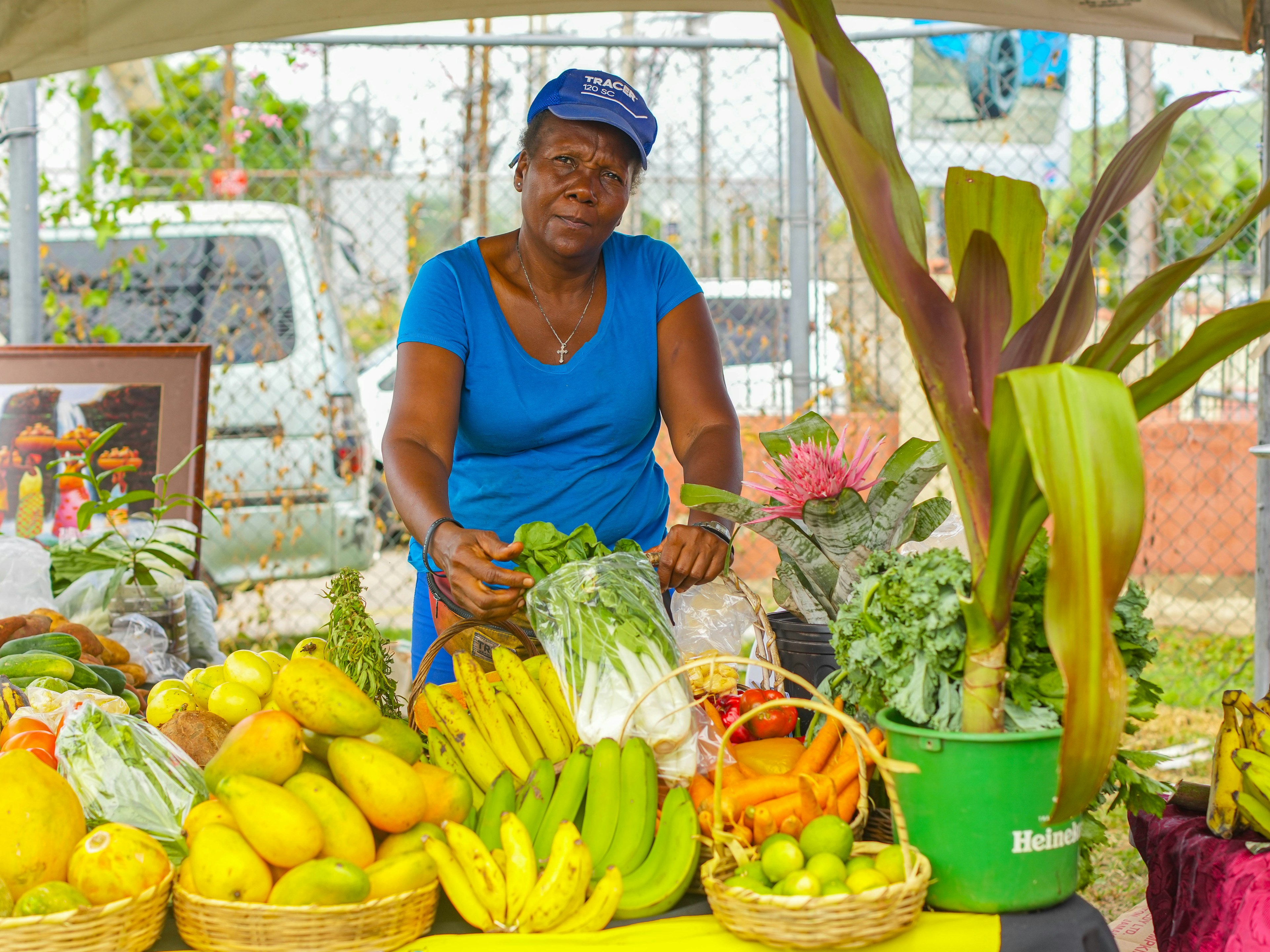 woman with food baskets