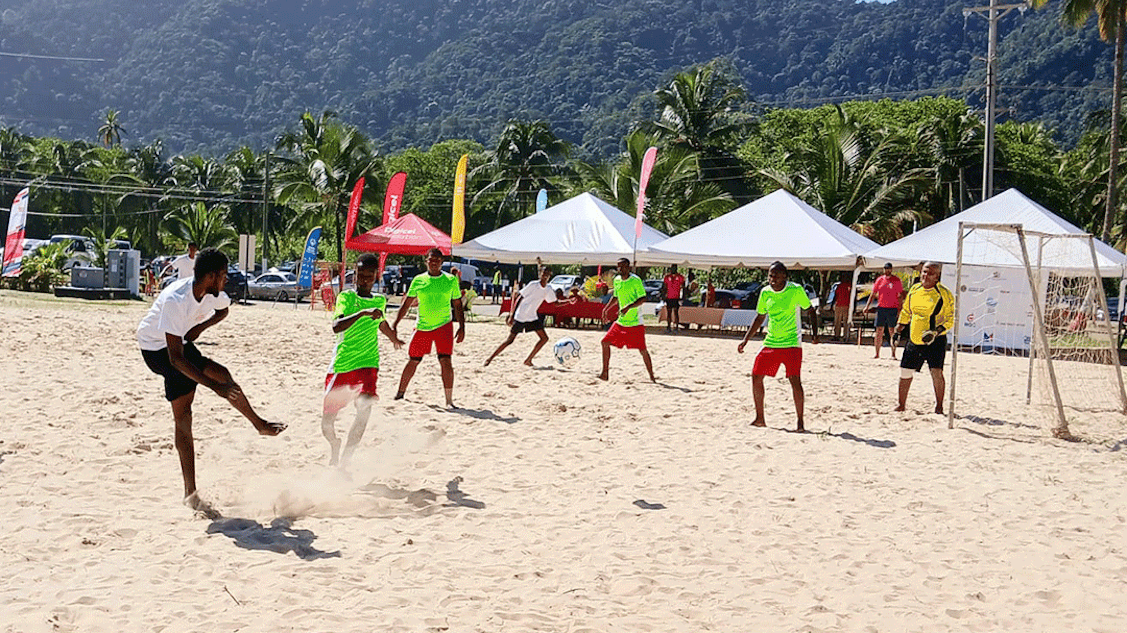 Boys playing football