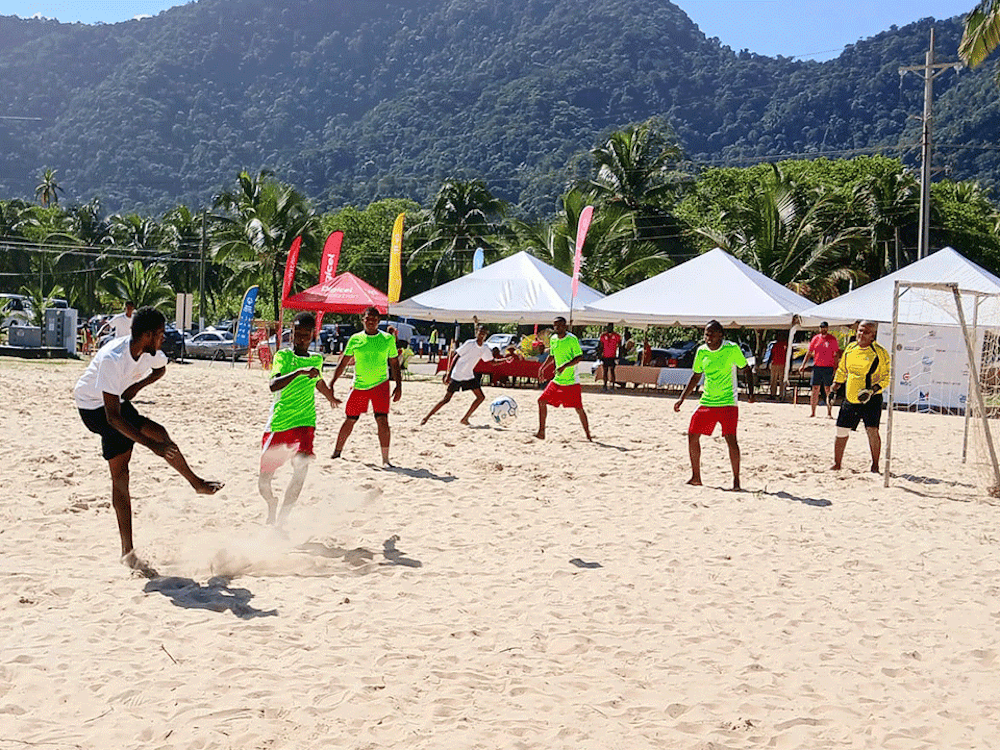 Boys playing football