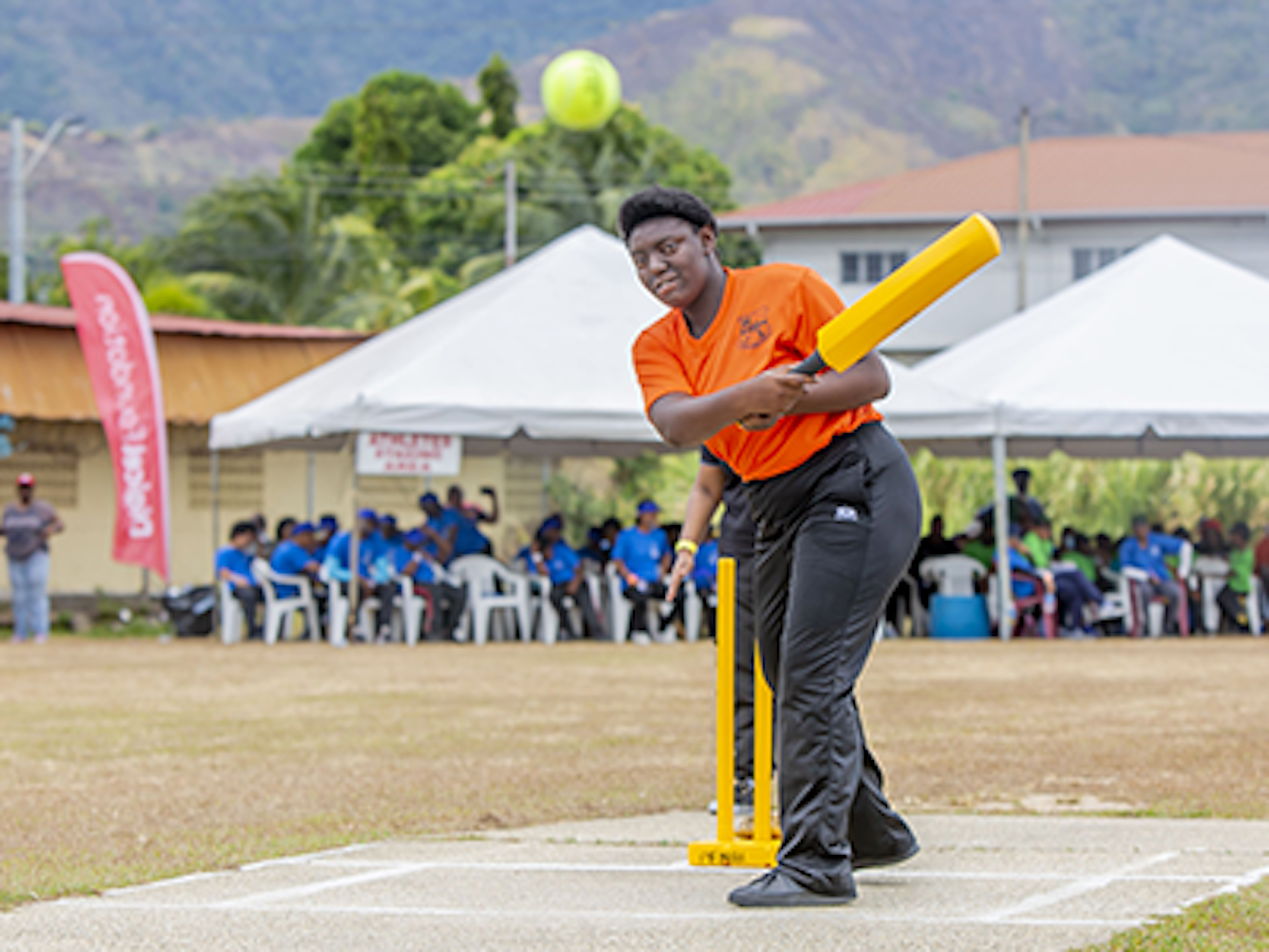 Special athlete playing cricket