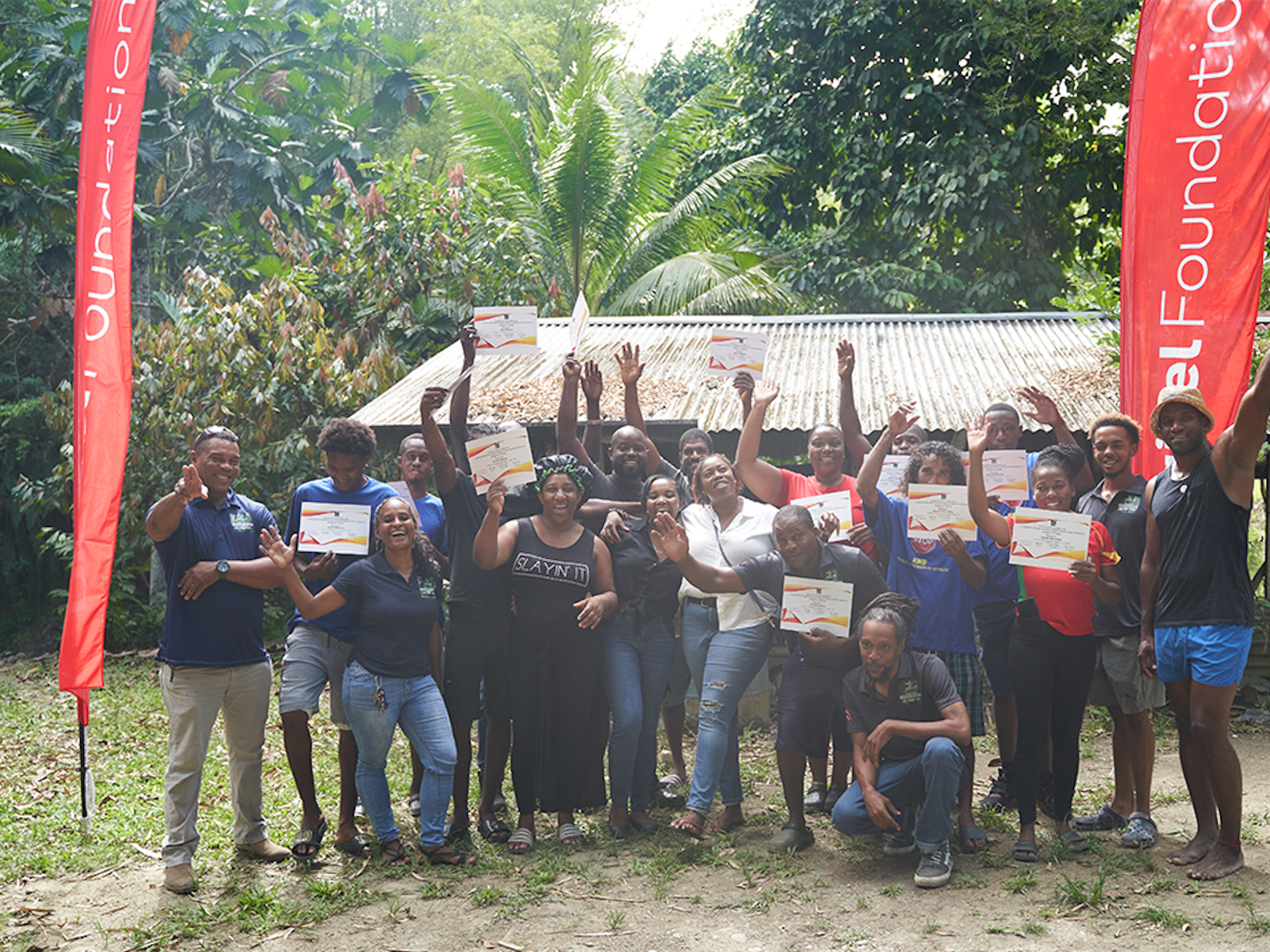 project participants pose with certificates
