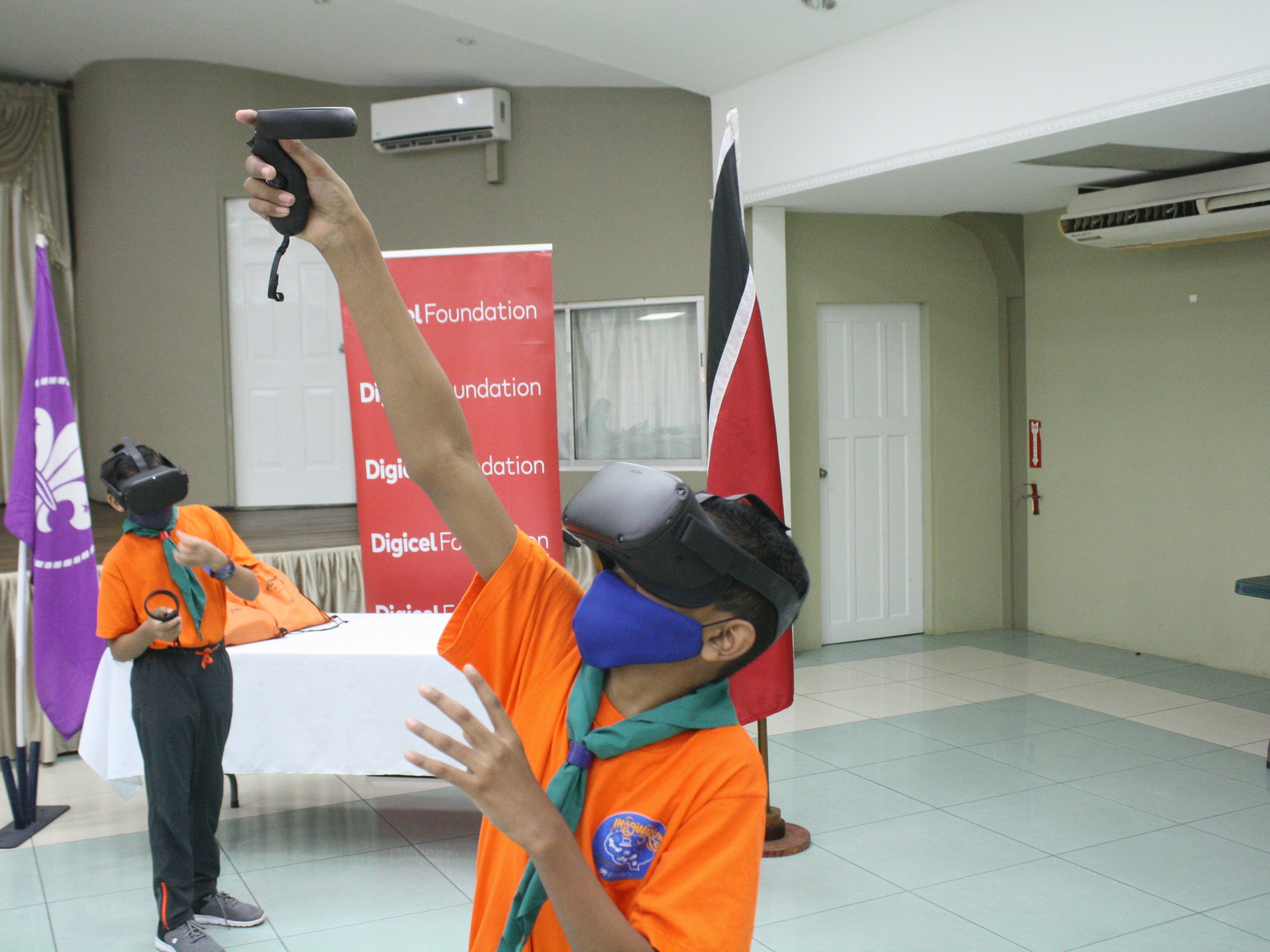 young man using virtual reality