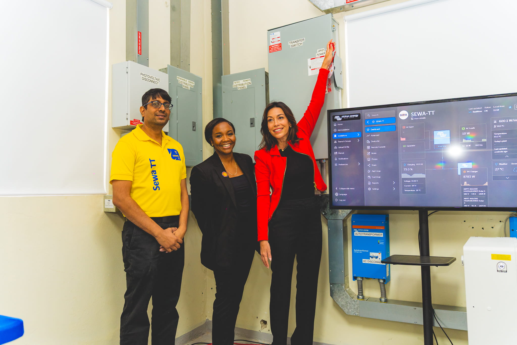 Digicel staff turn on solar energy at SEWA HQ